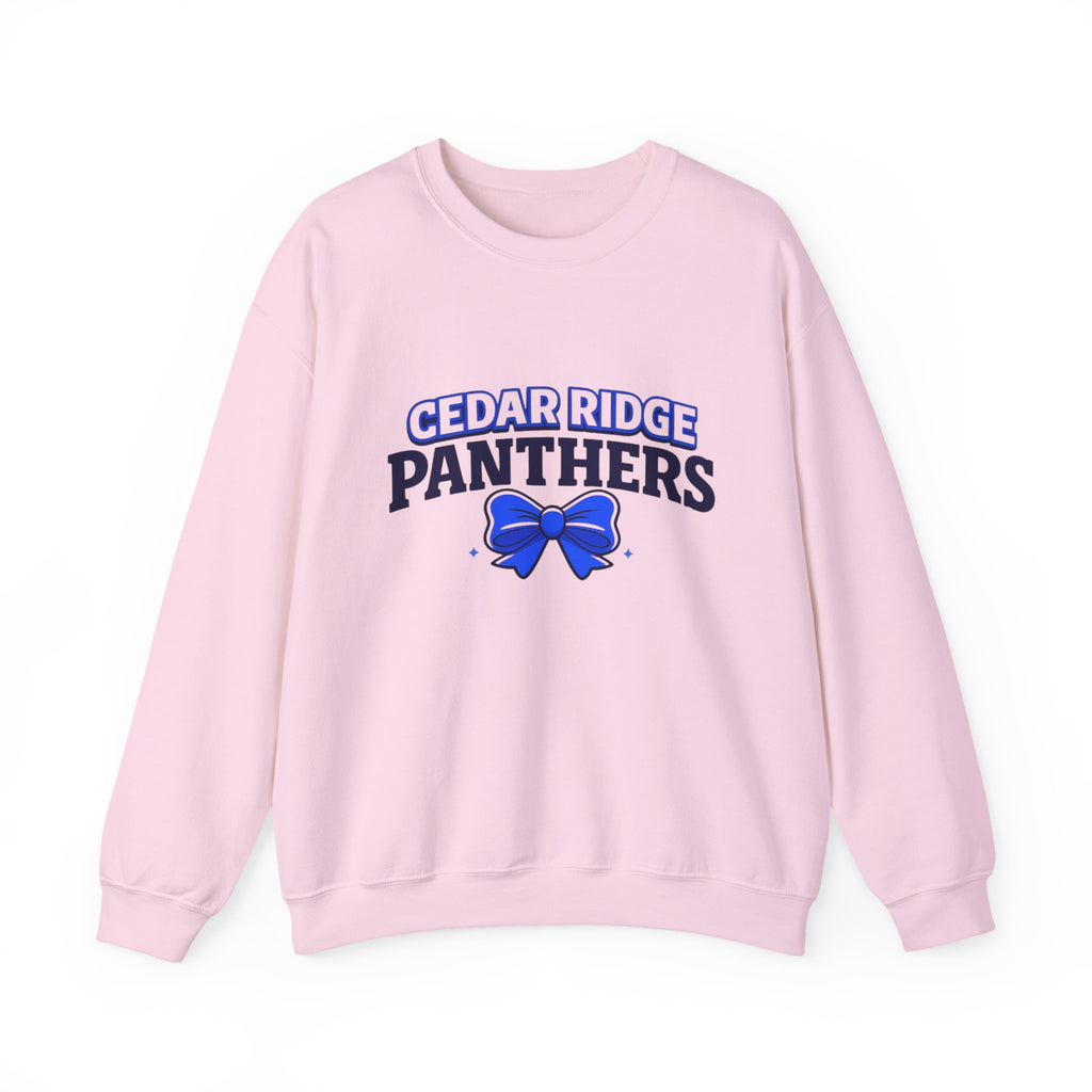 Panthers Crewneck Sweatshirt — Cedar Ridge Panthers Blue Bow School Spirit