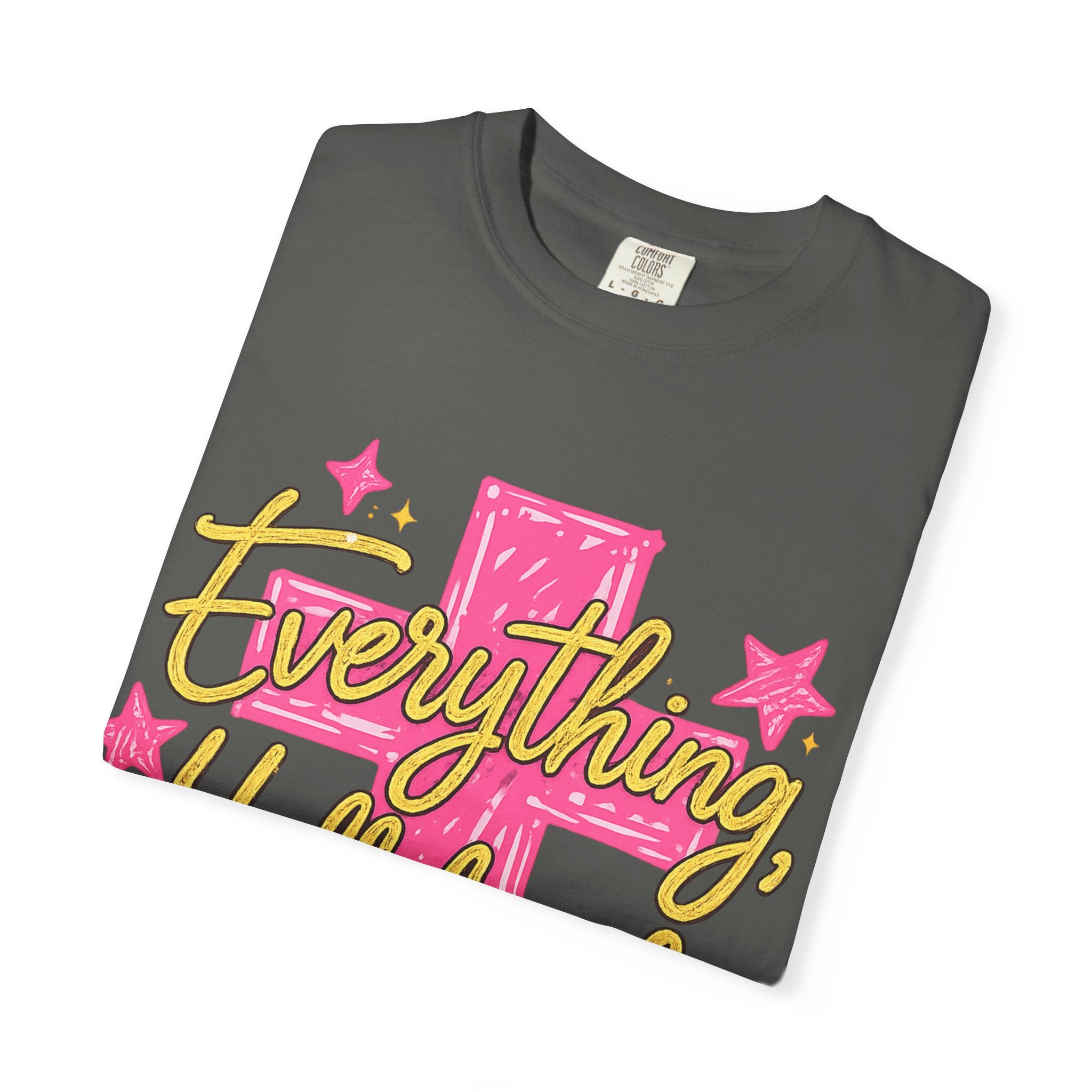 Everything, Hallelujah T-Shirt — Bright Pink Cross & Script Christian Tee