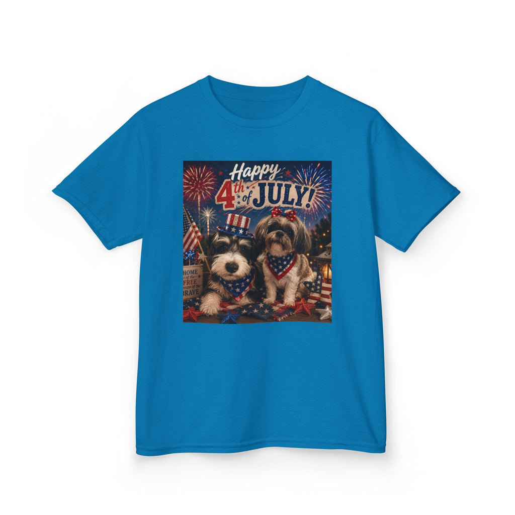 4th of July Kids Tee - Patriotic Dogs 'Happy 4th of July' Graphic Shirt