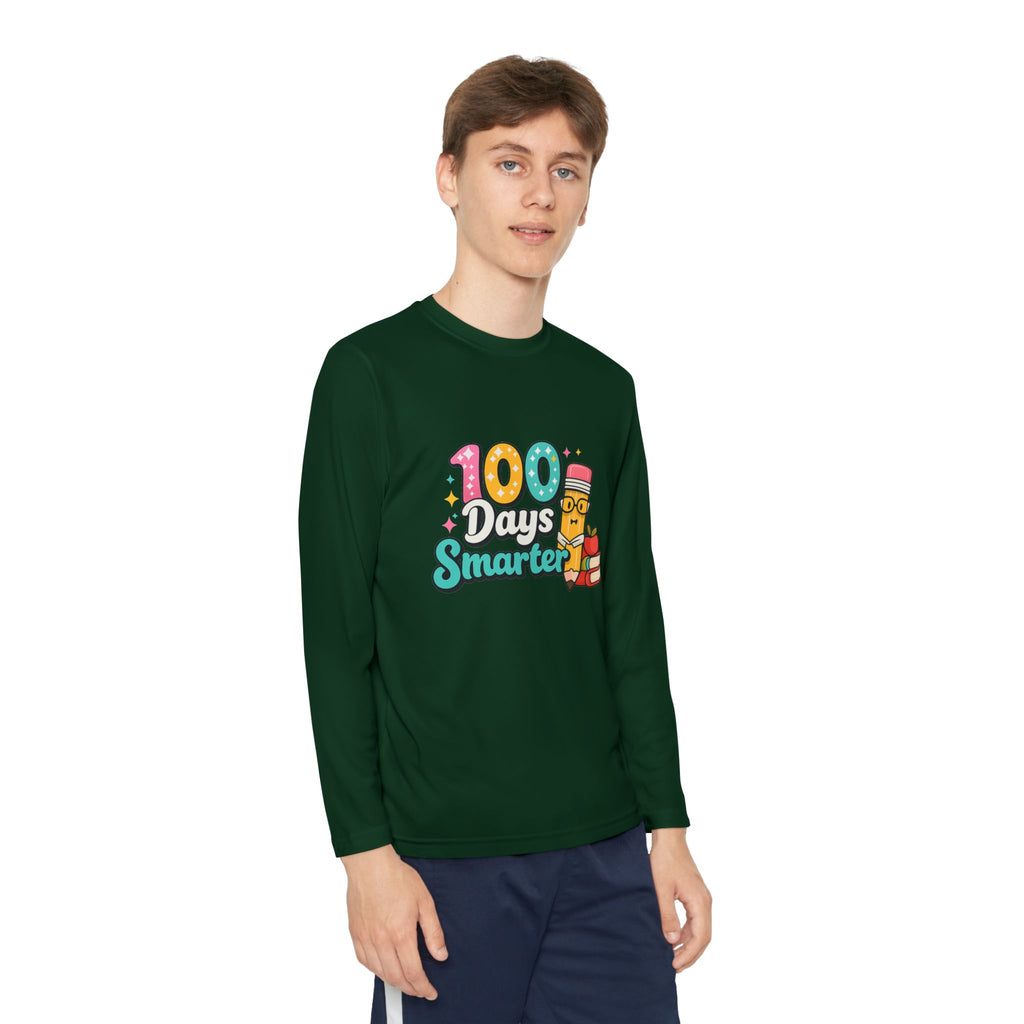 Youth Long Sleeve Tee - "100 Days Smarter" School Celebration Shirt
