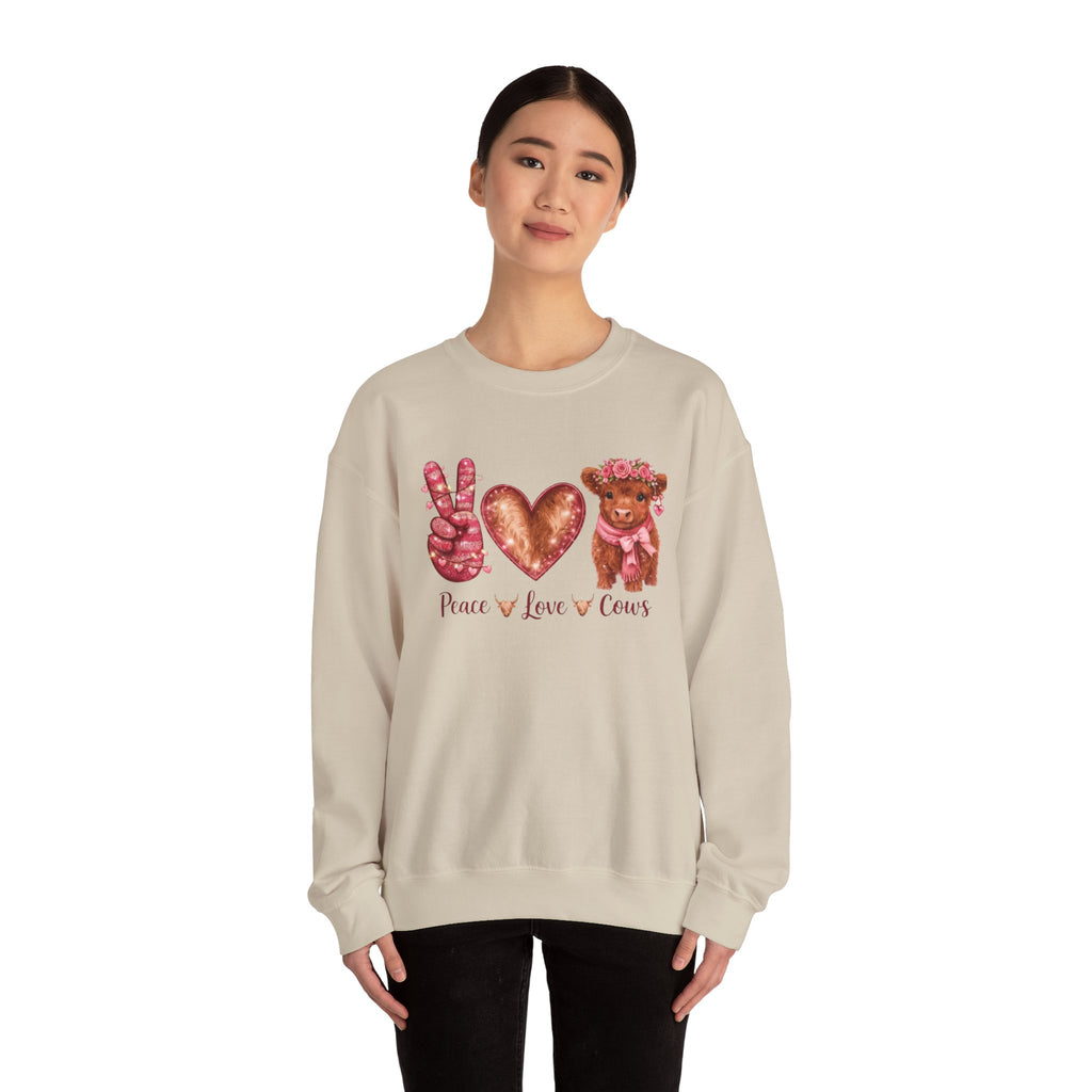 Peace Love Cows Crewneck Sweatshirt — Cute Cow Graphic Pullover