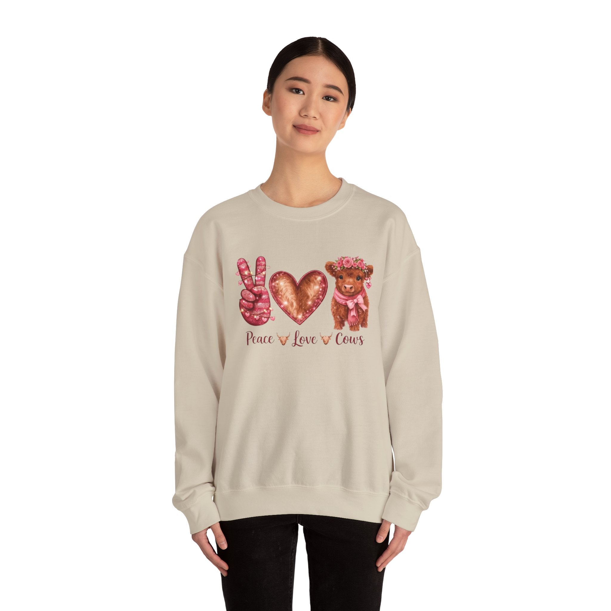 Peace Love Cows Crewneck Sweatshirt — Cute Cow Graphic Pullover