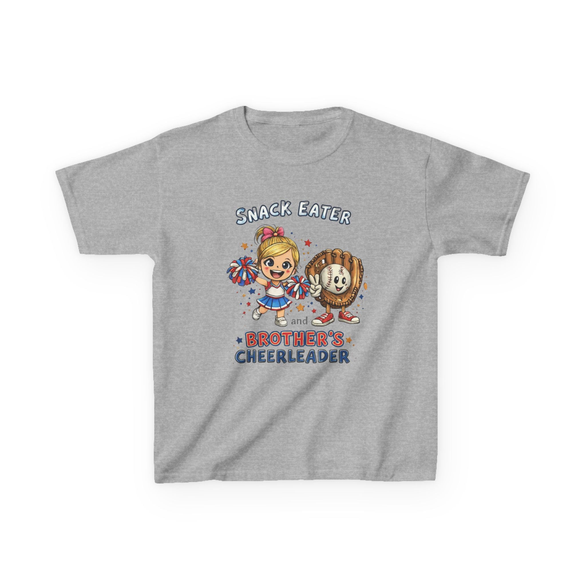 Kids Tee — "Snack Eater and Brother’s Cheerleader" Cute Patriotic Cheerleader Design