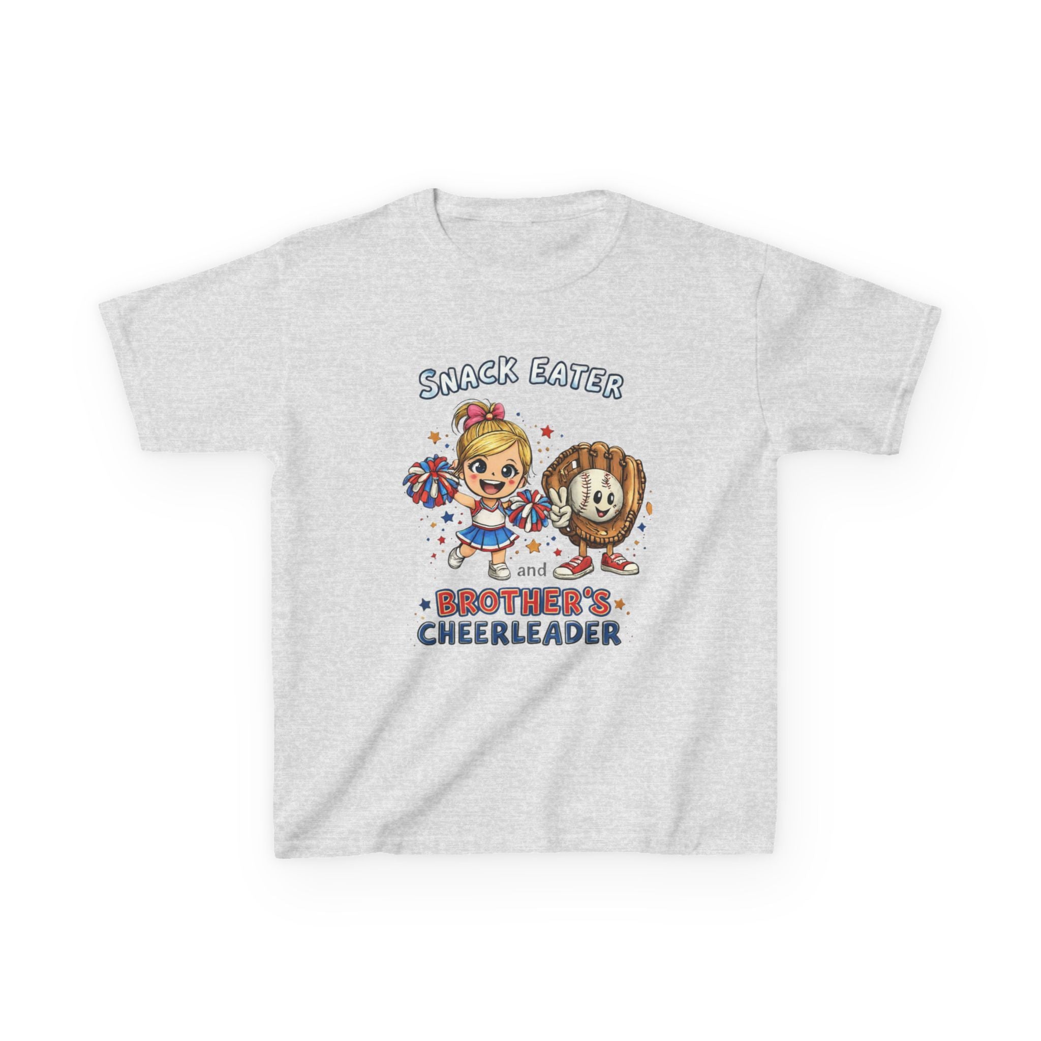 Kids Tee — "Snack Eater and Brother’s Cheerleader" Cute Patriotic Cheerleader Design