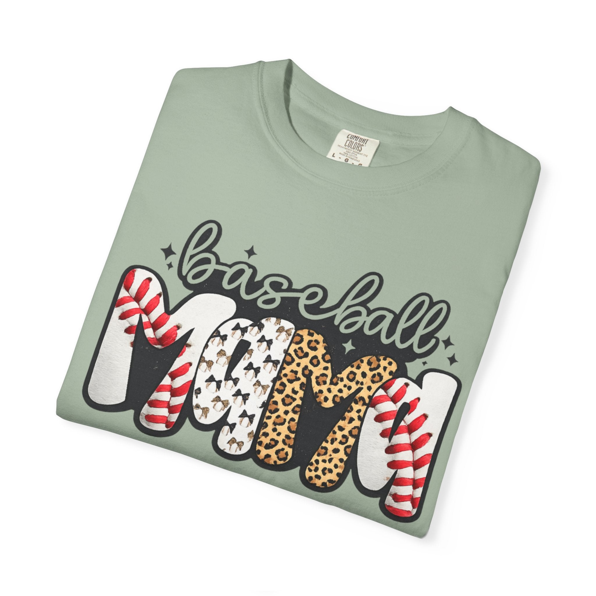 Baseball Mom T-Shirt — Leopard & Stitch Pattern Sports Tee