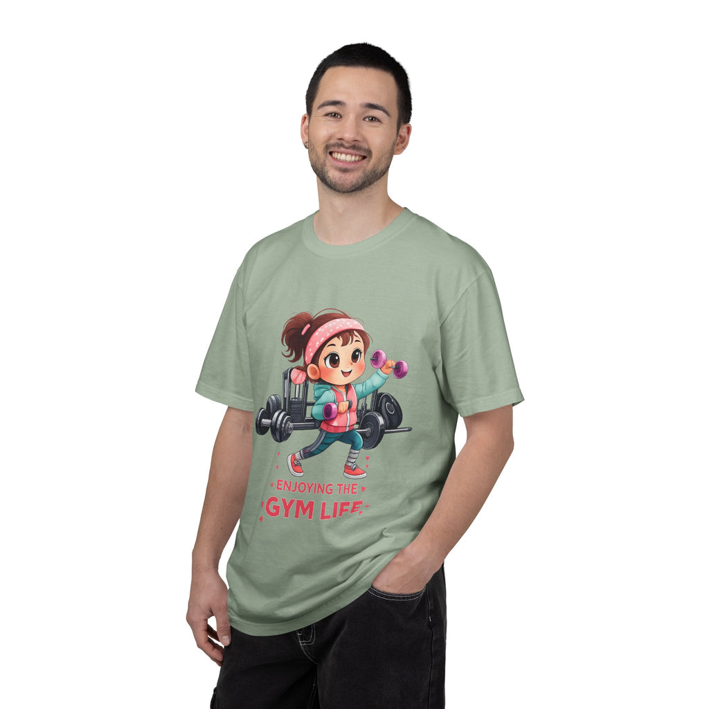 Gym Life T-Shirt — Cute Cartoon Weightlifting Tee ("Enjoying the Gym Life")