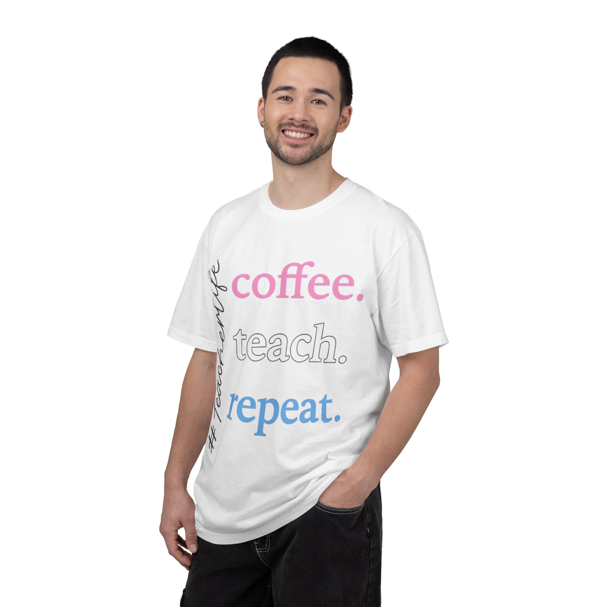 Coffee. Teach. Repeat. Teacher T-Shirt — Fun Gift for Educators