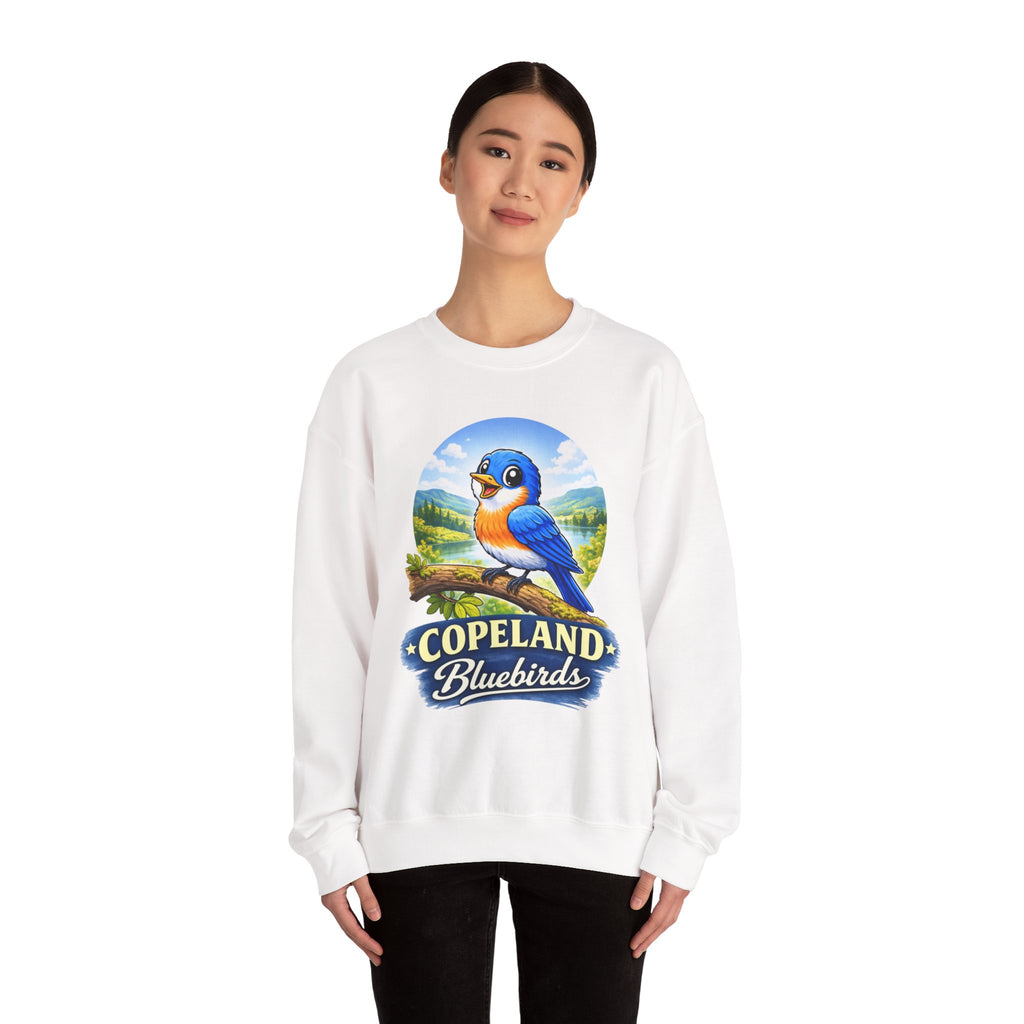 Bluebird Crewneck Sweatshirt — Copeland Bluebirds Vintage School Mascot Design