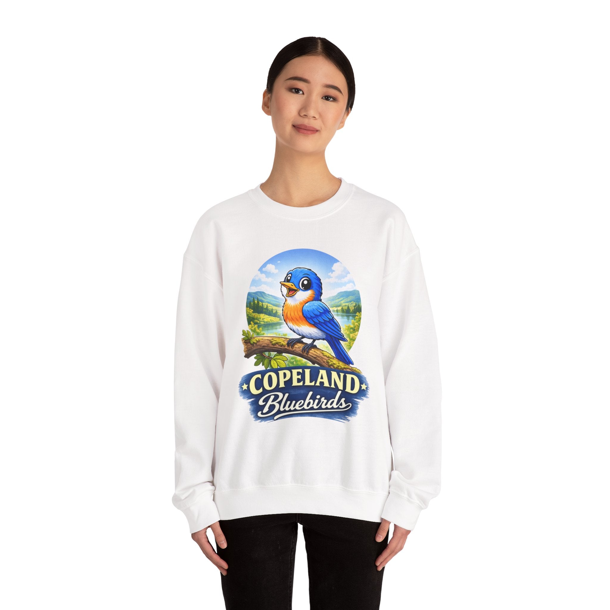 Bluebird Crewneck Sweatshirt — Copeland Bluebirds Vintage School Mascot Design