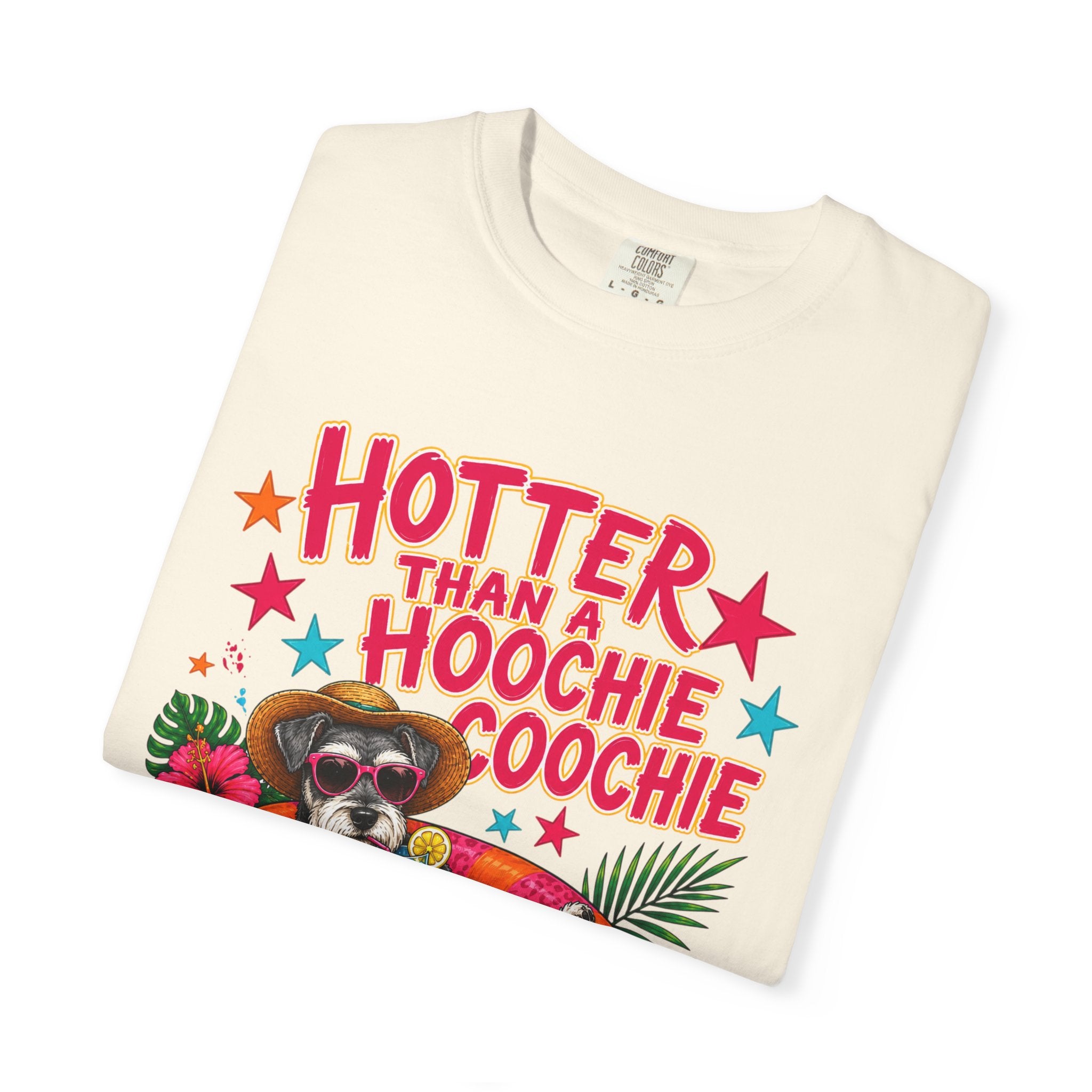 Graphic T-Shirt — "Hotter Than a Hoochie Coochie" Summer Pool Cat Tee