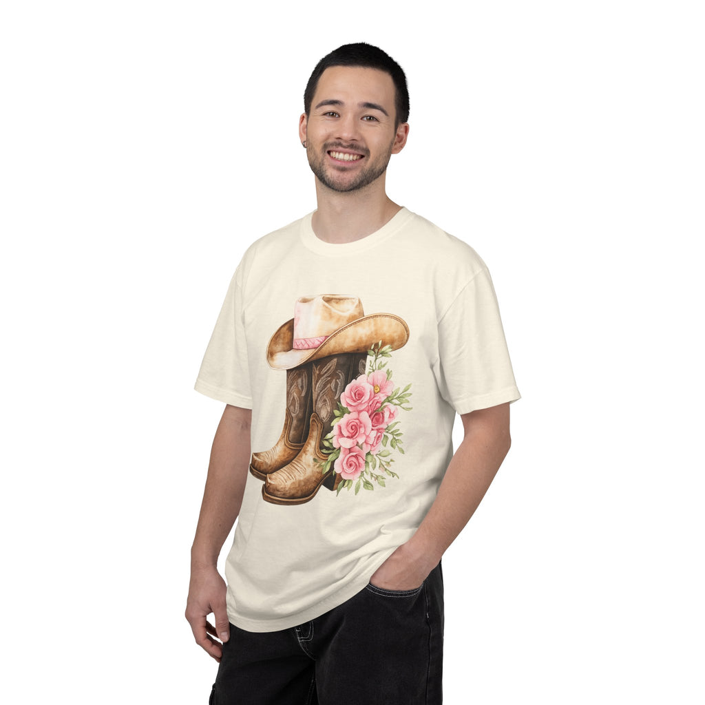 Cowboy Boots & Hat Floral T-Shirt — Western Country Floral Tee