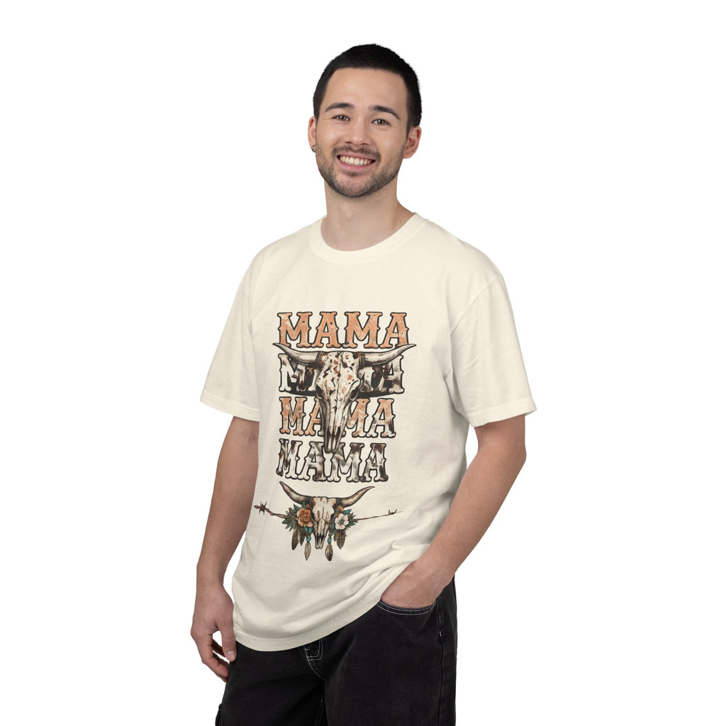 Mama Cow Skull Graphic T-Shirt — Western Boho Mom Tee
