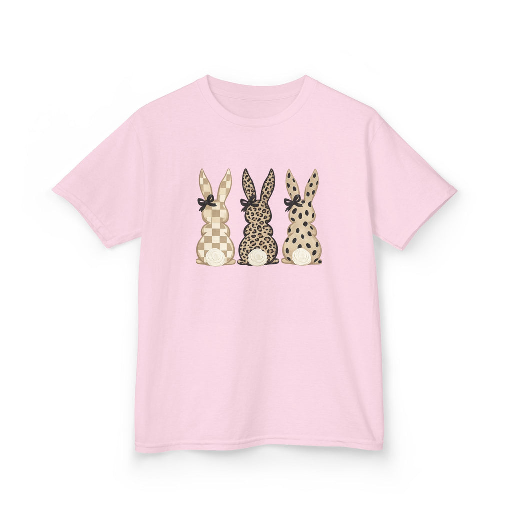 Kids Bunny Trio Tee — Neutral Patterned Easter Rabbit Shirt