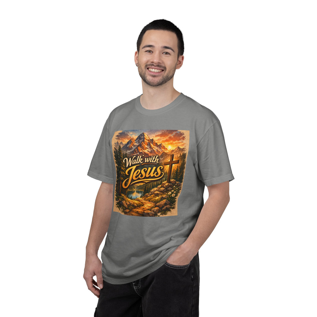 Walk with Jesus T-Shirt — Christian Faith Mountain Cross Tee