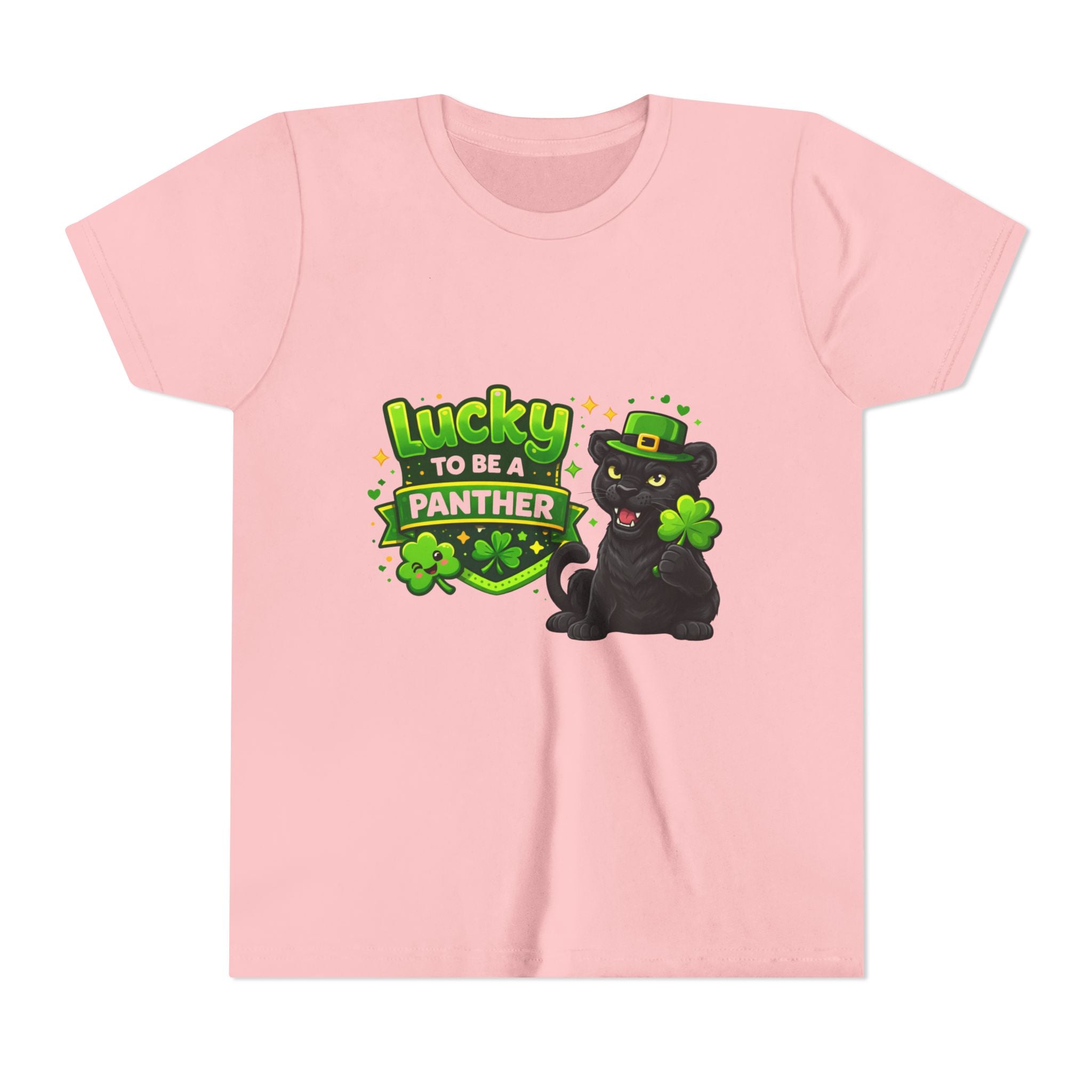 Youth Tee — "Lucky to Be a Panther" St. Patrick's Day Shamrock Tee