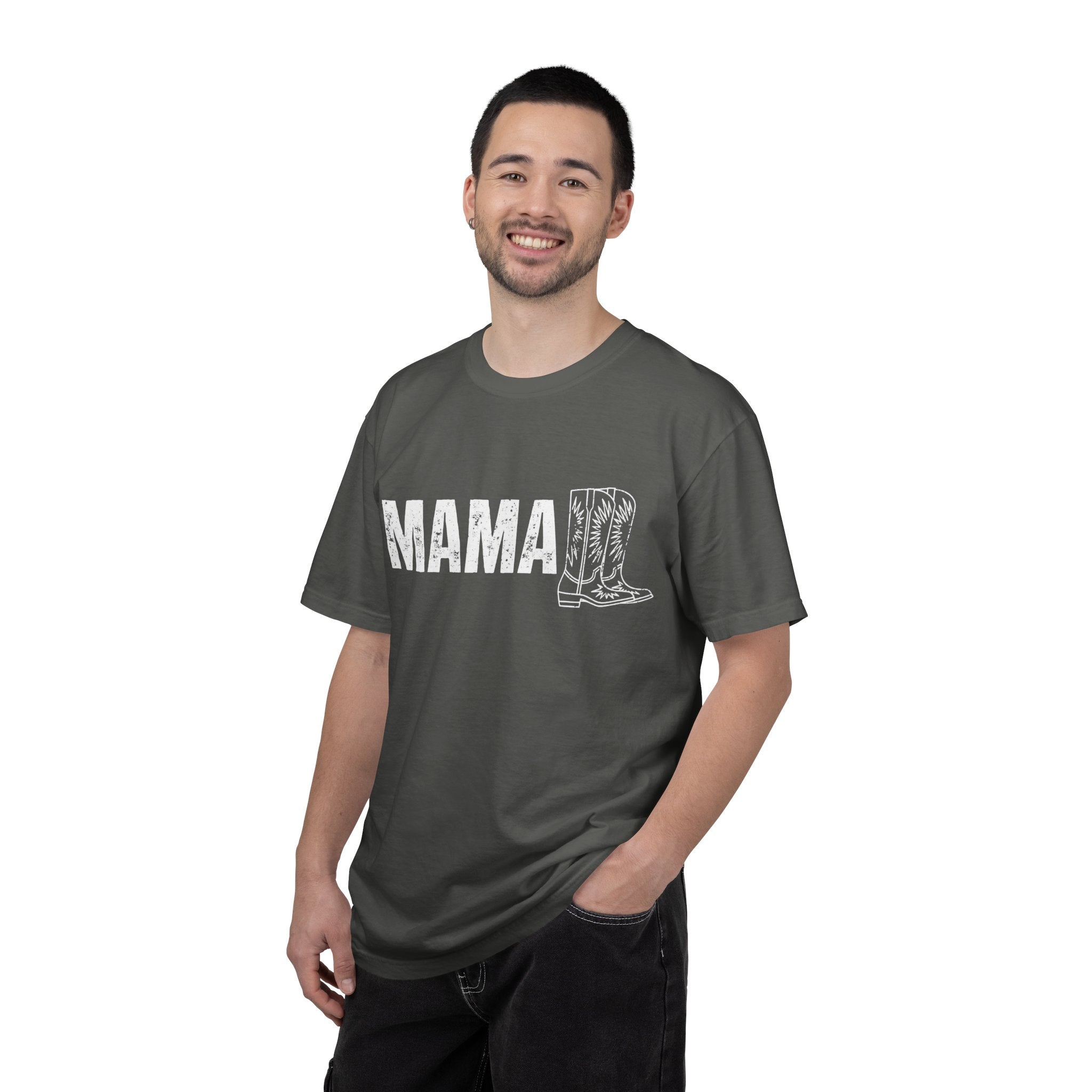 Mama Cowboy Boots T-Shirt — Rustic Western Mom Graphic Tee