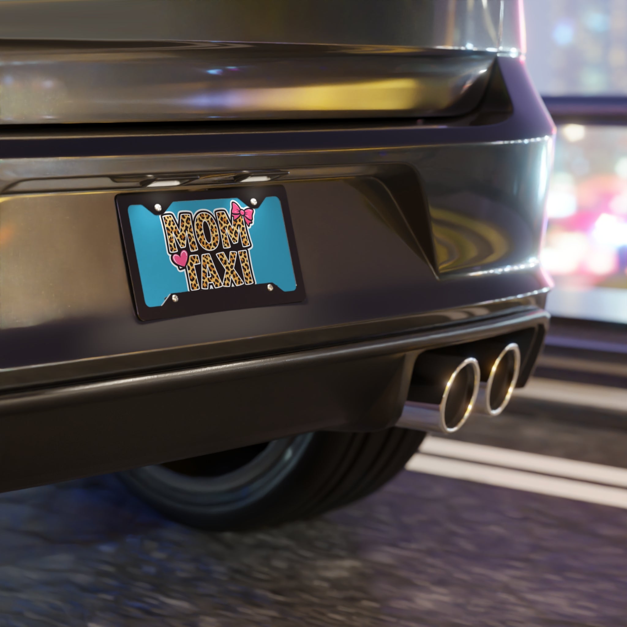 Mom Taxi Leopard Print Vanity Plate — Fun Mom Car License Plate