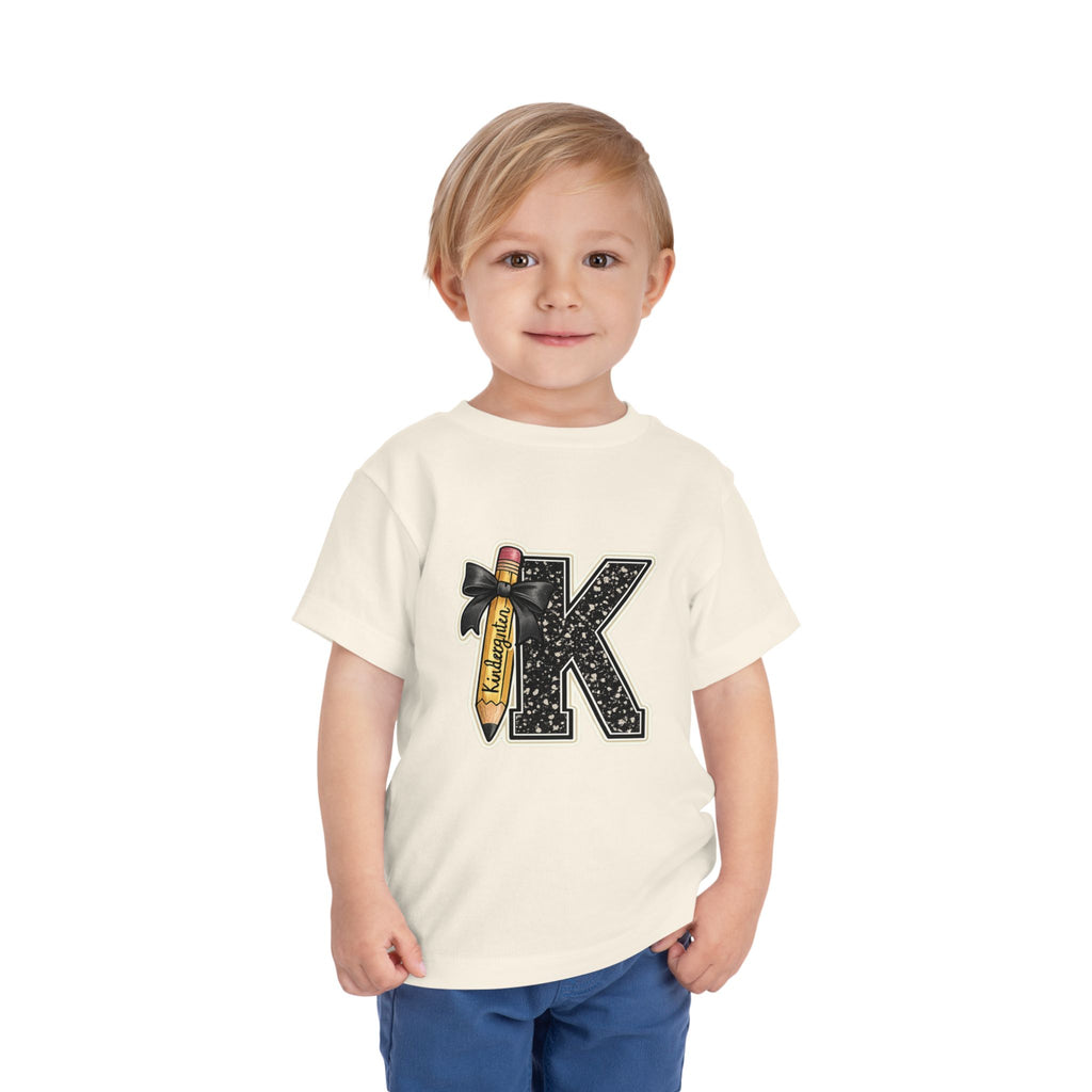 Kids' Letter K Pencil Tee — Monogram Toddler Short Sleeve Shirt