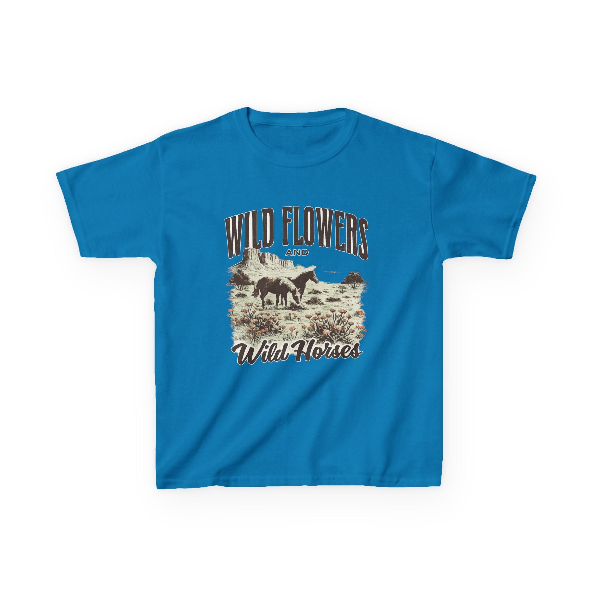 Kids T-Shirt — "Wild Flowers and Wild Horses" Rustic Western Tee