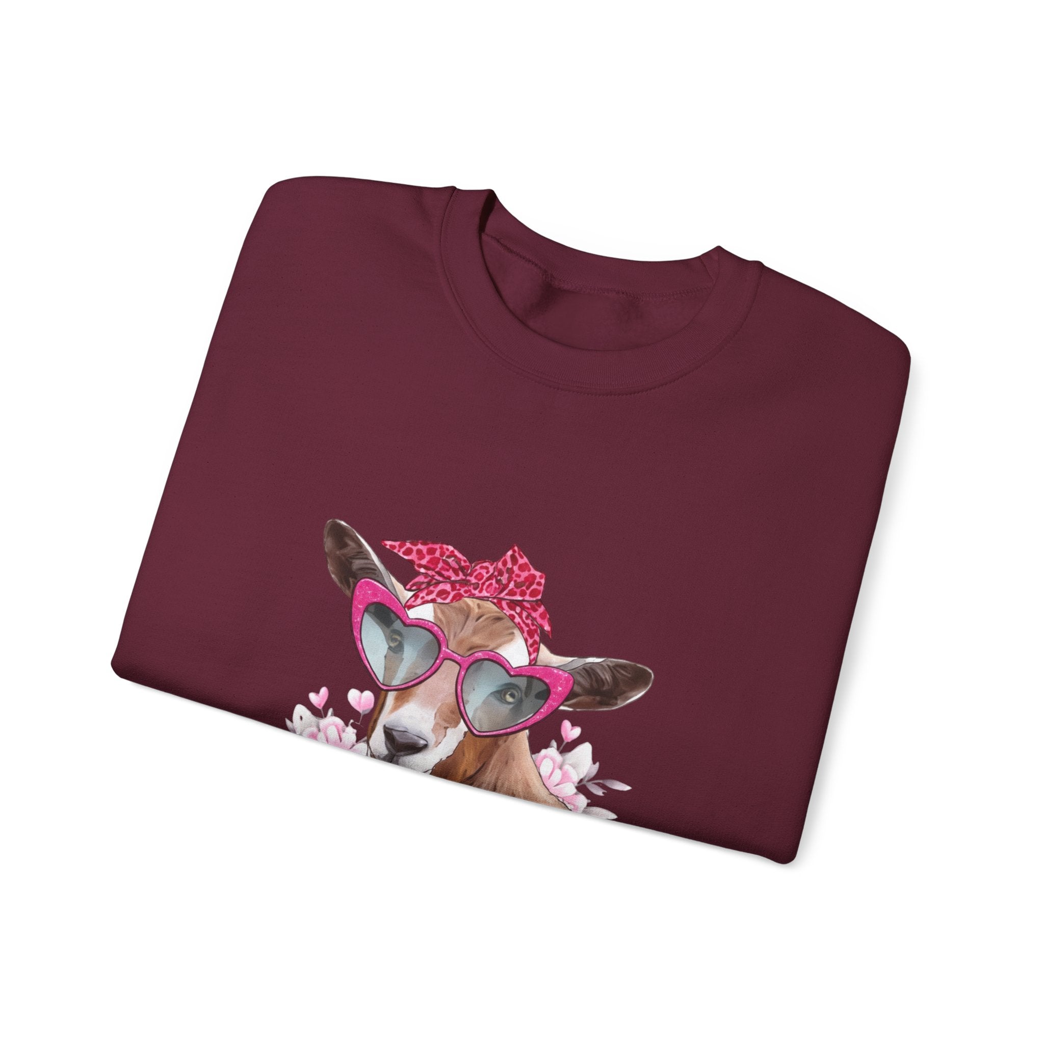 Goat with Heart Sunglasses Sweatshirt - 'XOXO' Cute Valentine Crewneck