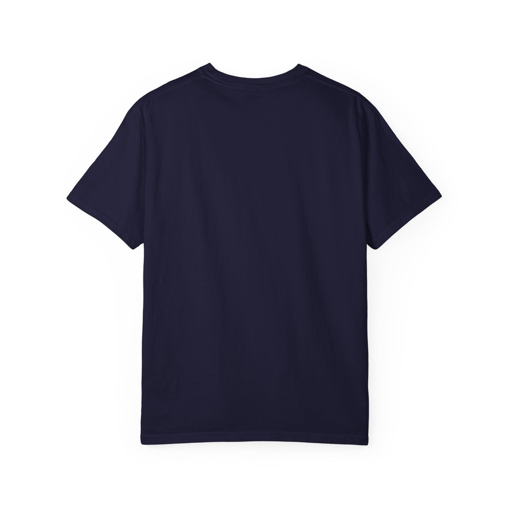 White Garment-Dyed T-Shirt — Minimal Ribbon Graphic Tee