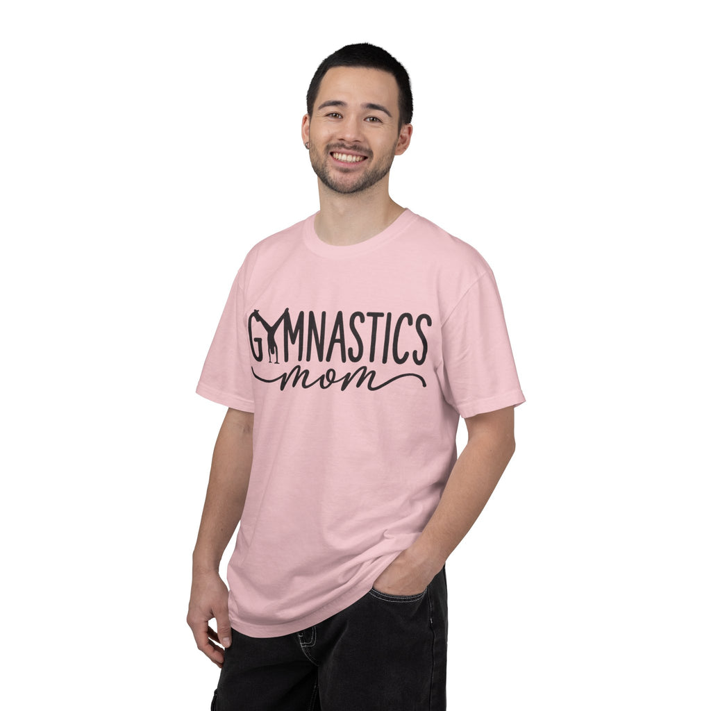 Gymnastics Mom T-Shirt — Casual White Crew Tee with Script Logo