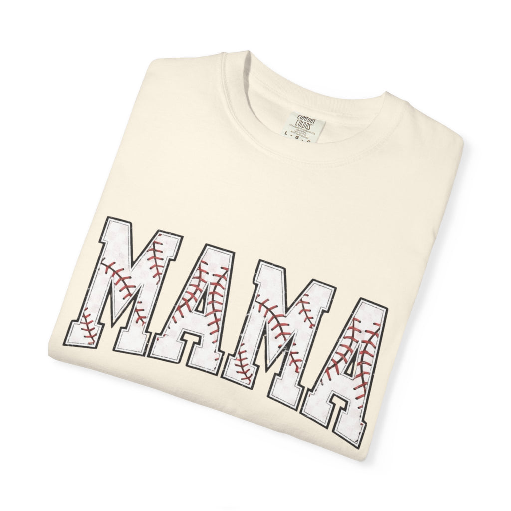 Mama Baseball Tee — 'MAMA' Stitched Baseball Mom T‑Shirt