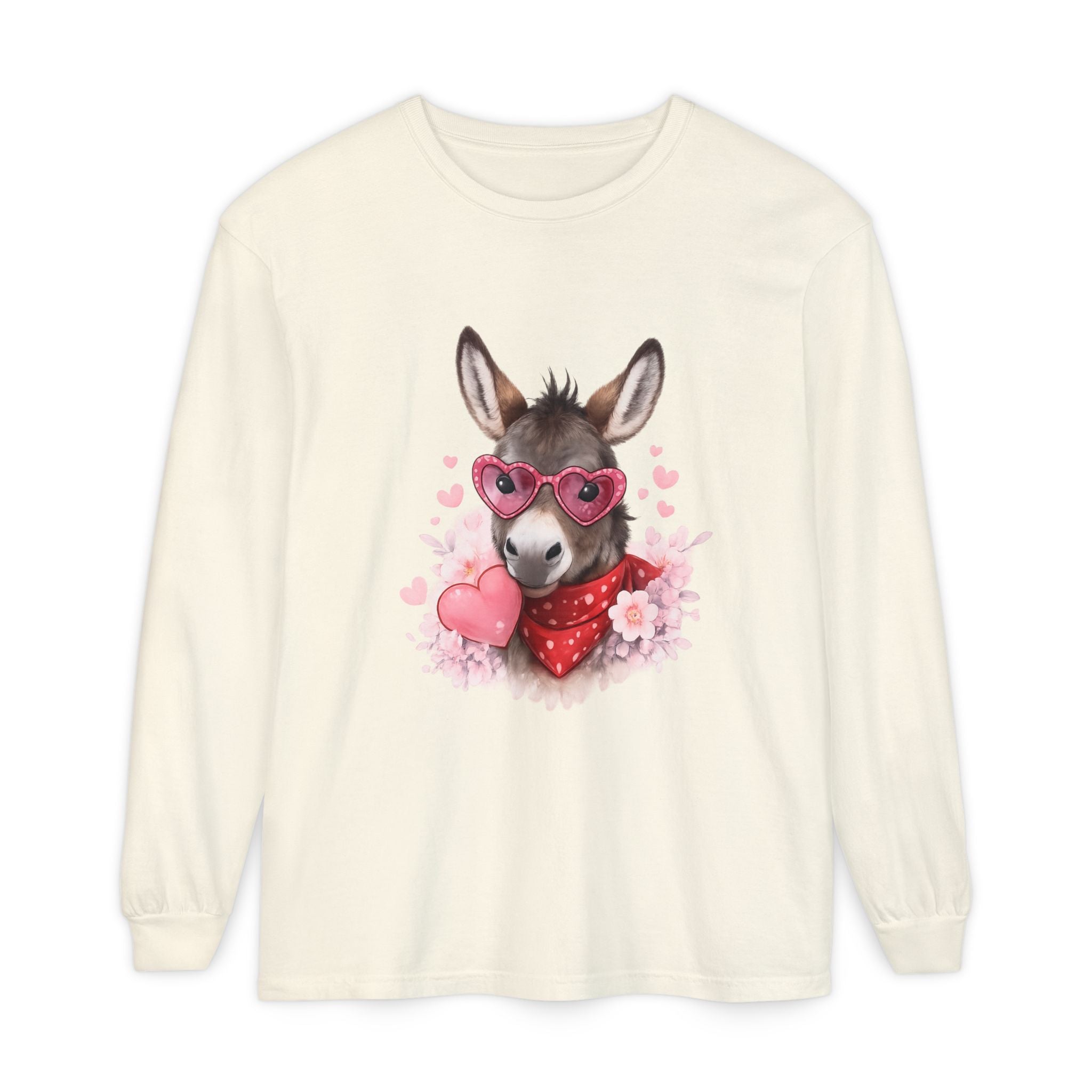 Donkey with Heart Sunglasses Long Sleeve Tee