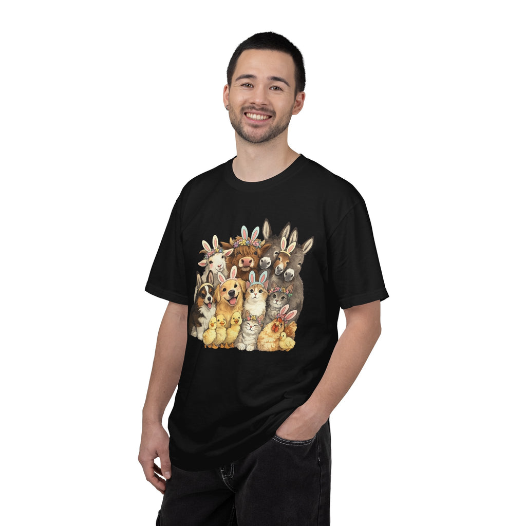 Farm Friends Crew T-Shirt — Cute Bunny, Chick, Donkey & Dog Animal Portrait Tee