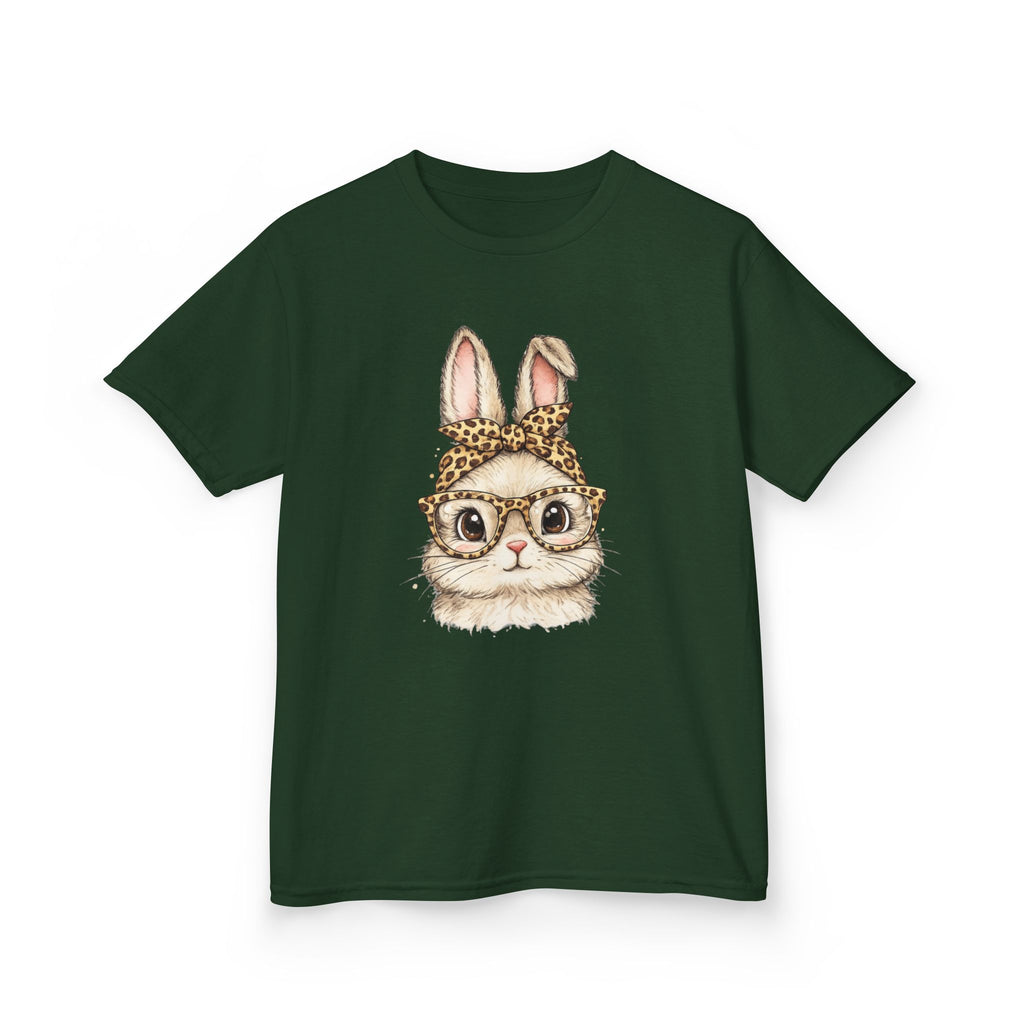 Kids Bunny with Glasses Tee — Cute Leopard Headband Rabbit Shirt for Children