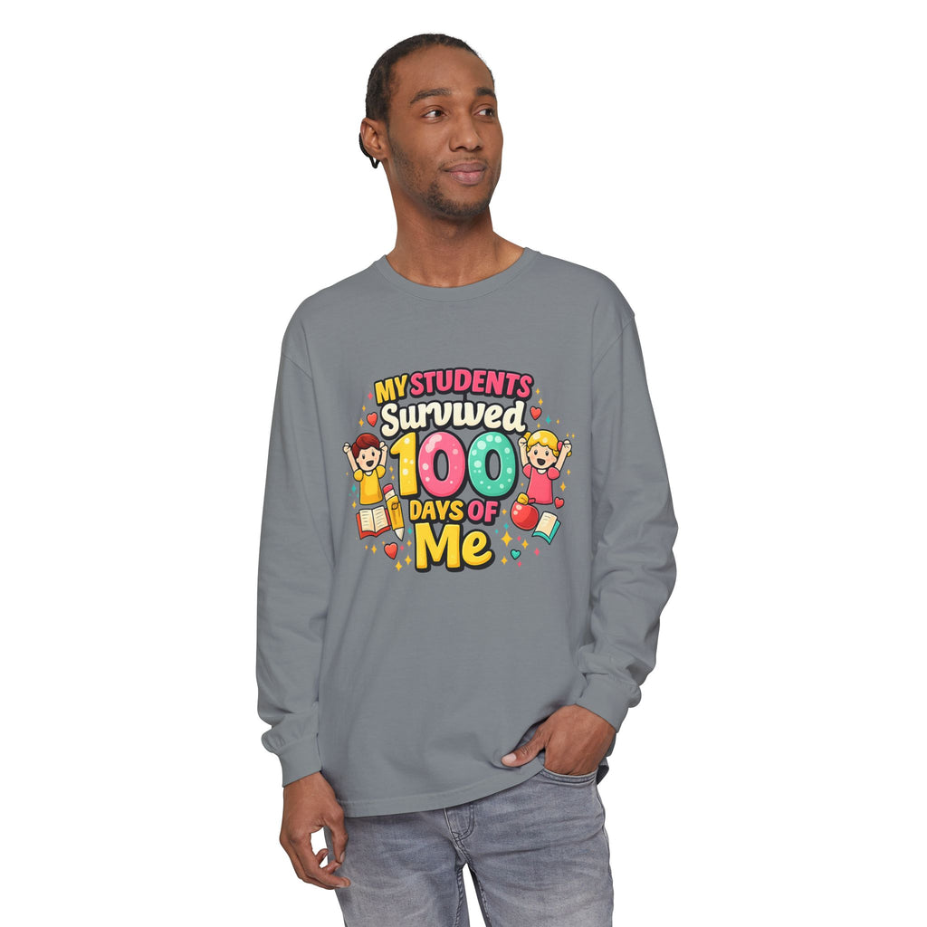 Teacher 'My Students Survived 100 Days of Me' Long Sleeve Tee