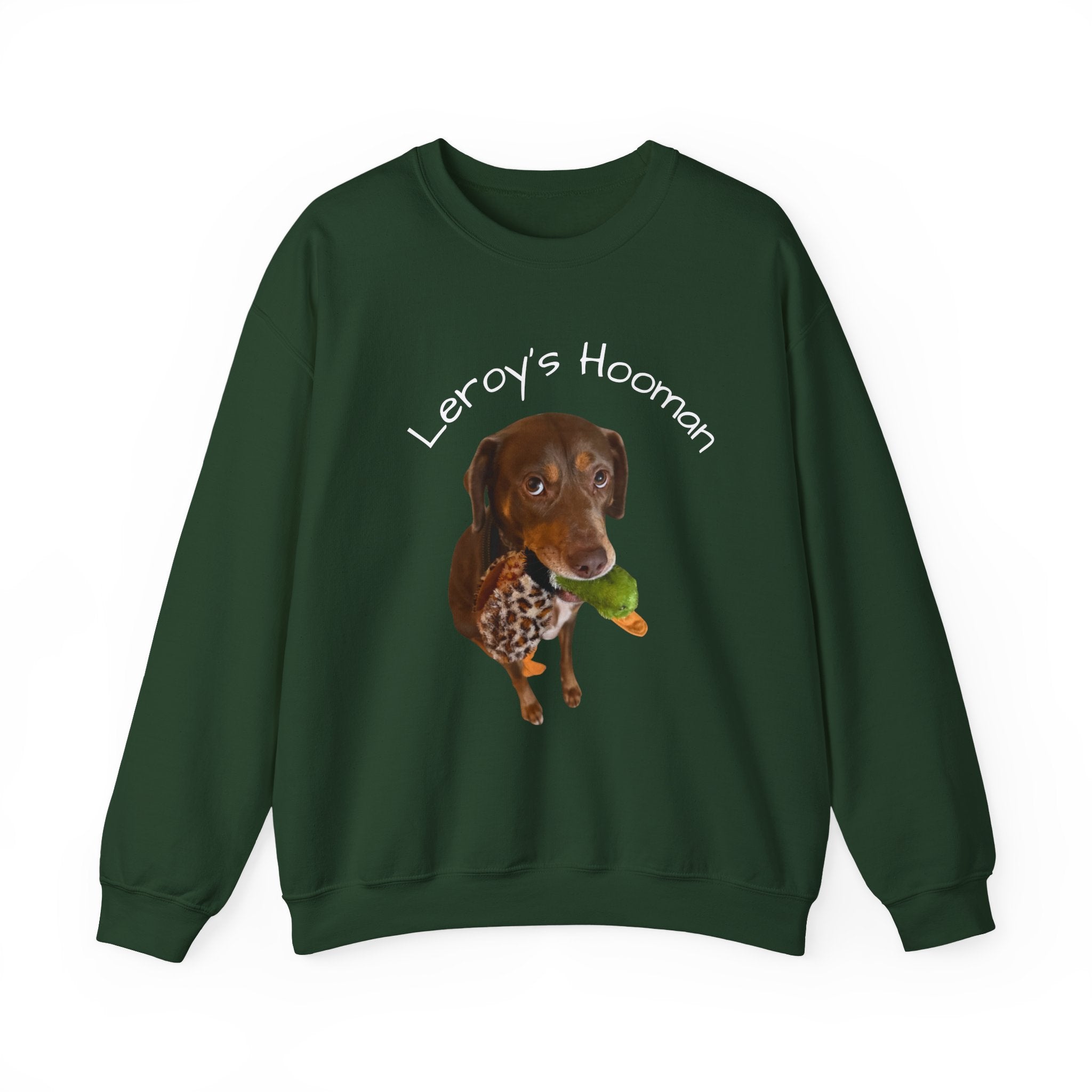 Crewneck Sweatshirt – "Leroy’s Human" Dachshund Graphic, Cute Pet Lover Gift