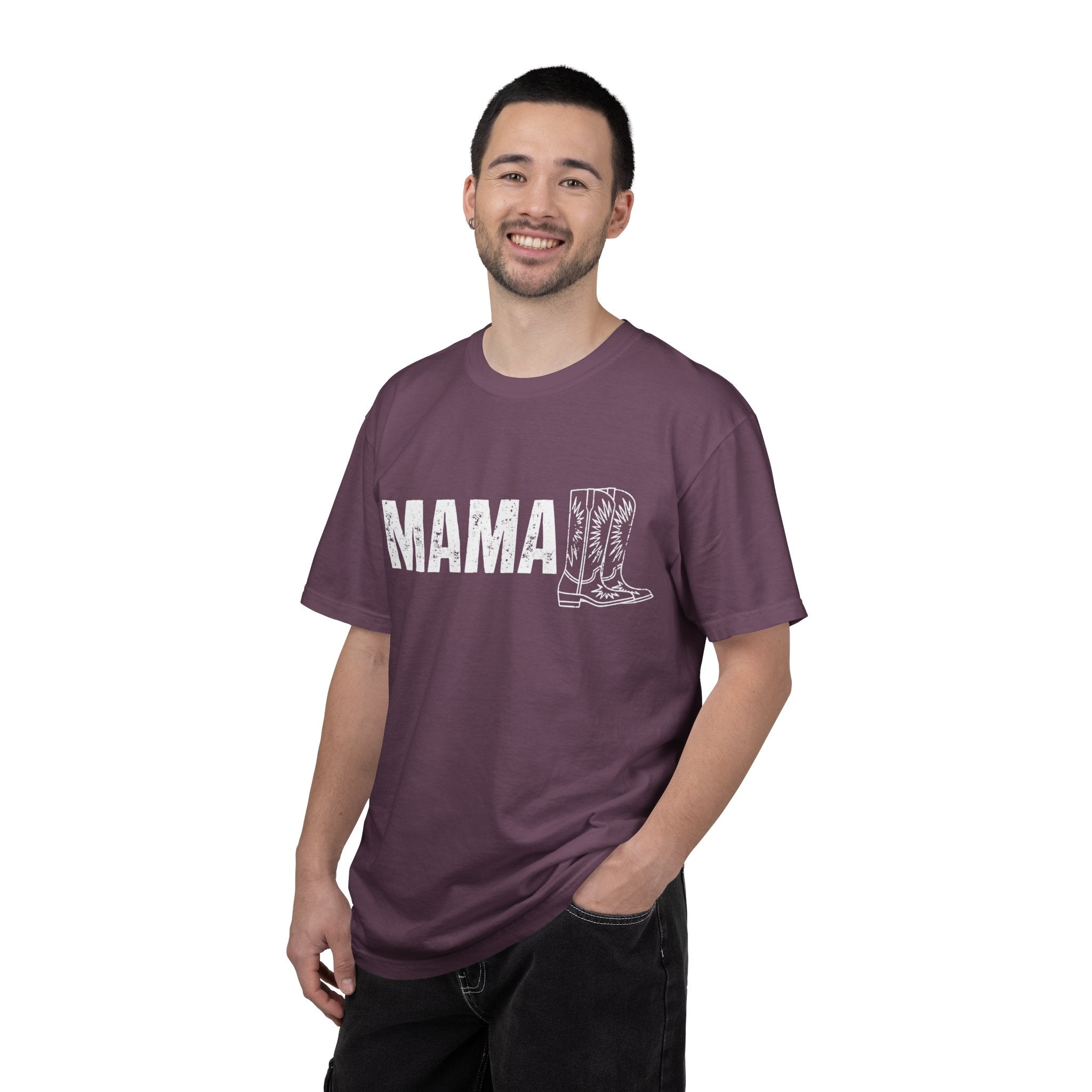 Mama Cowboy Boots T-Shirt — Rustic Western Mom Graphic Tee