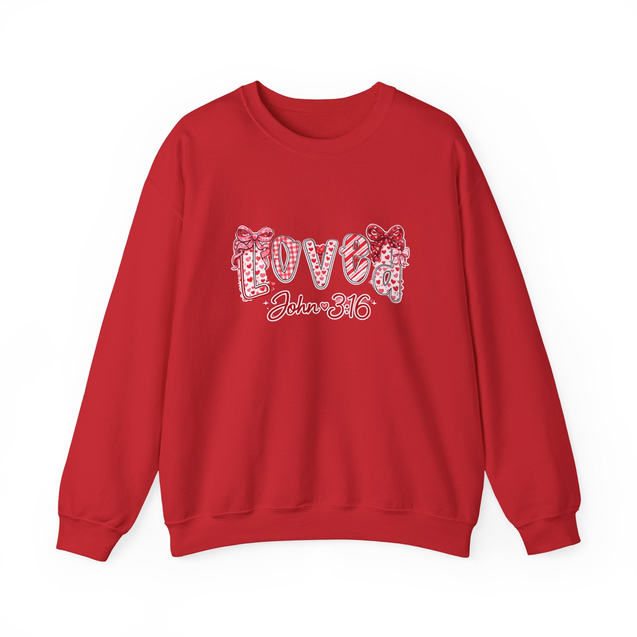 Valentine 'Love' Crewneck Sweatshirt — John 3:16 Script