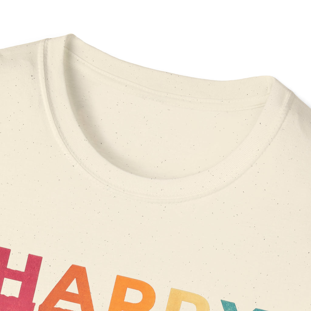 Happy Father's Day T-Shirt — Silhouette Dad with Kids Retro Stripes