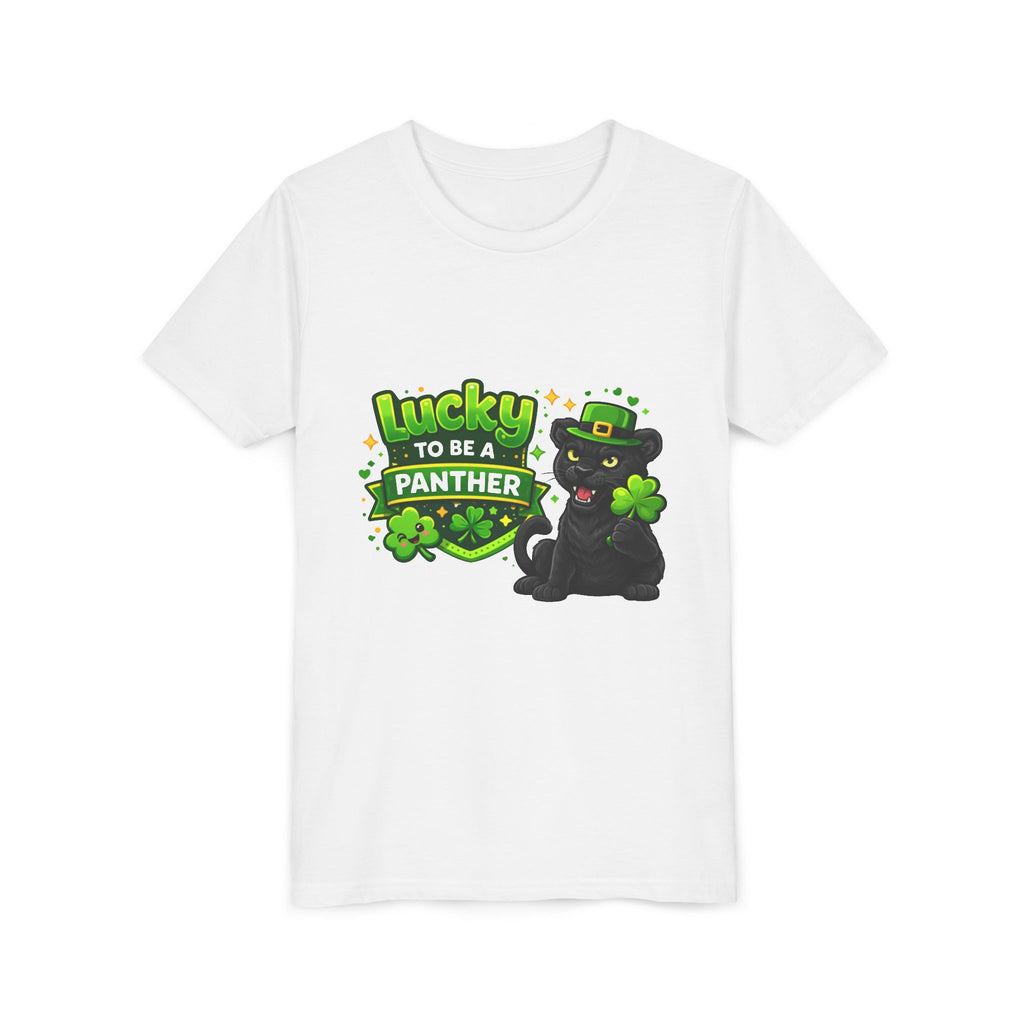 Youth Tee — "Lucky to Be a Panther" St. Patrick's Day Shamrock Tee