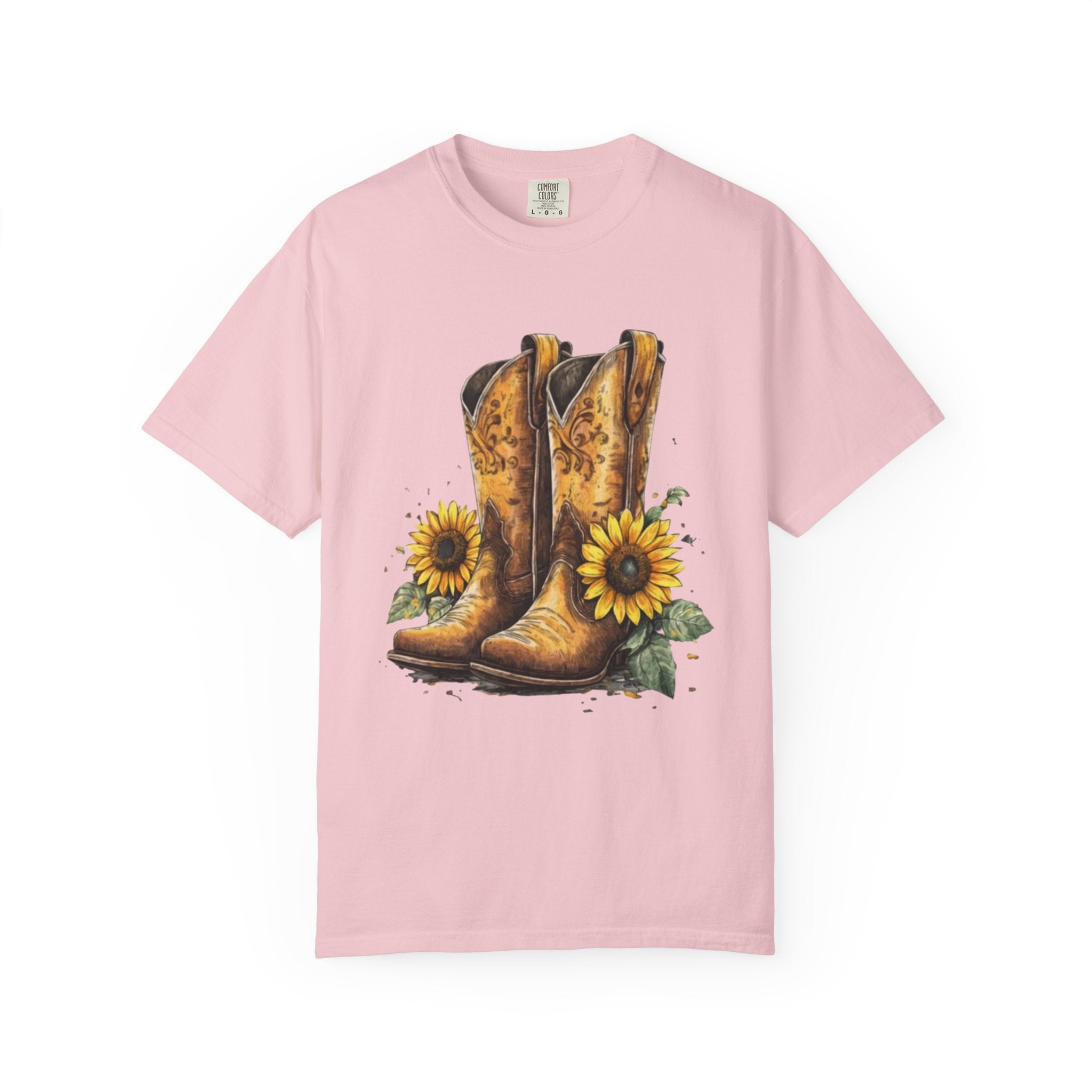 Cowgirl Boots & Sunflowers T-Shirt — Western Floral Graphic Tee