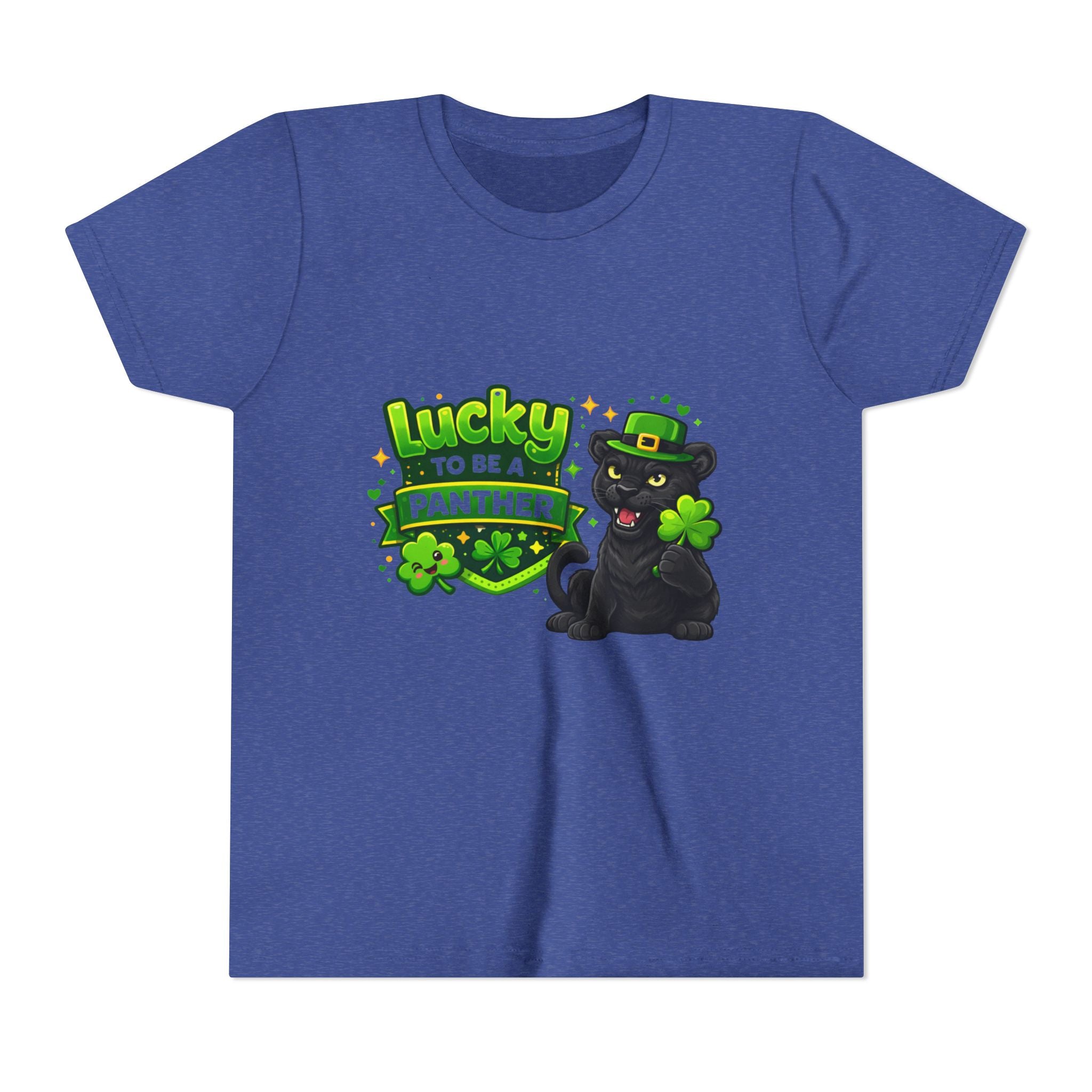 Youth Tee — "Lucky to Be a Panther" St. Patrick's Day Shamrock Tee