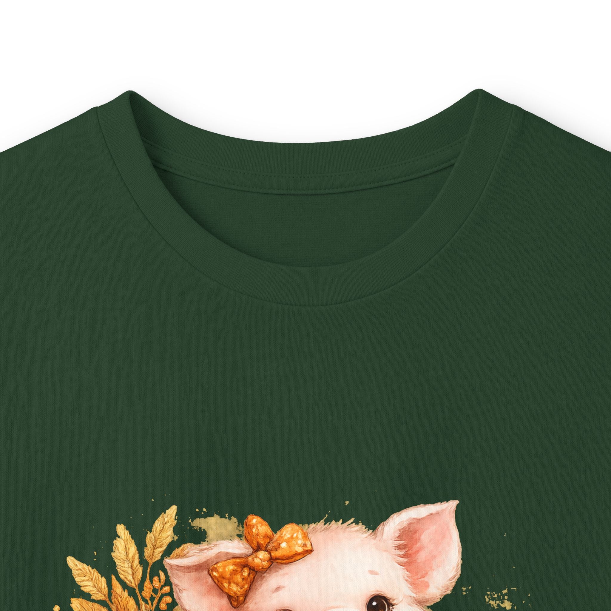 Long Sleeve Tee — Cute Fall Pig with Pumpkins & Sunflower Autumn Graphic