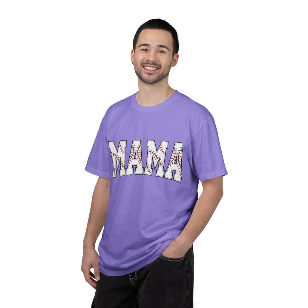 Mama Baseball Tee — 'MAMA' Stitched Baseball Mom T‑Shirt