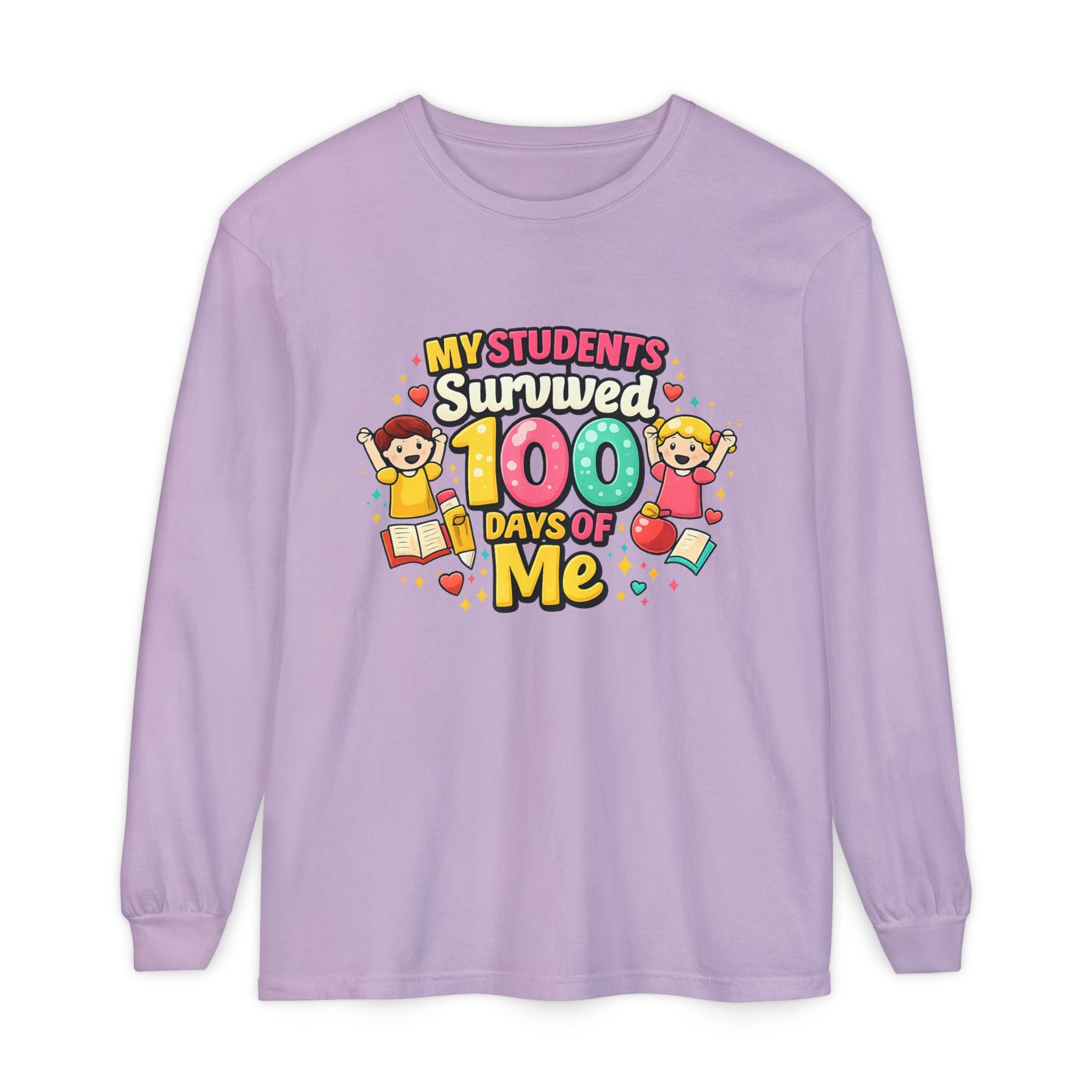 Teacher 'My Students Survived 100 Days of Me' Long Sleeve Tee