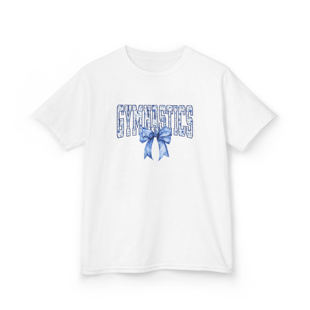 Gymnastics Kids Tee — Blue Bow Athletic Shirt for Girls