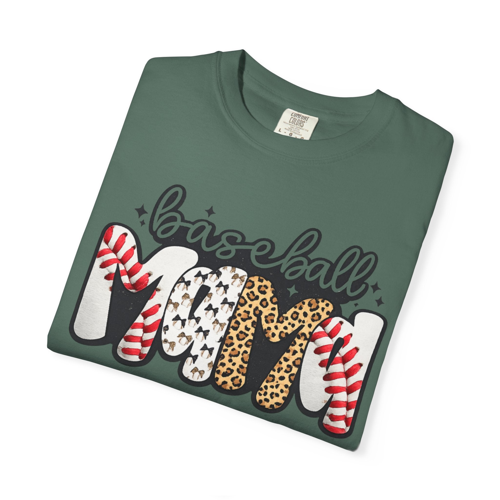 Baseball Mom T-Shirt — Leopard & Stitch Pattern Sports Tee