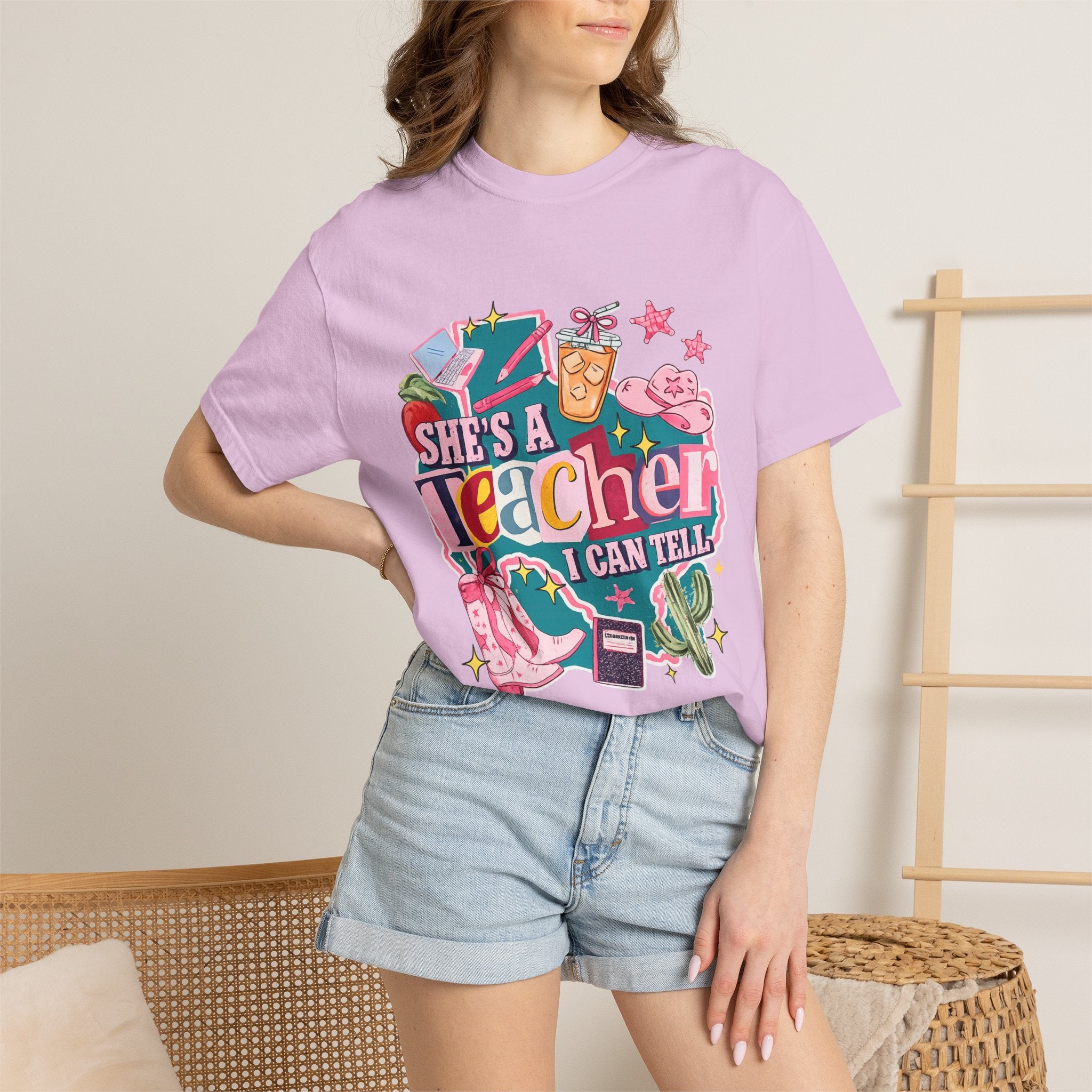 She's A Teacher I Can Tell T-Shirt — Cute Colorful Teacher Gift Tee