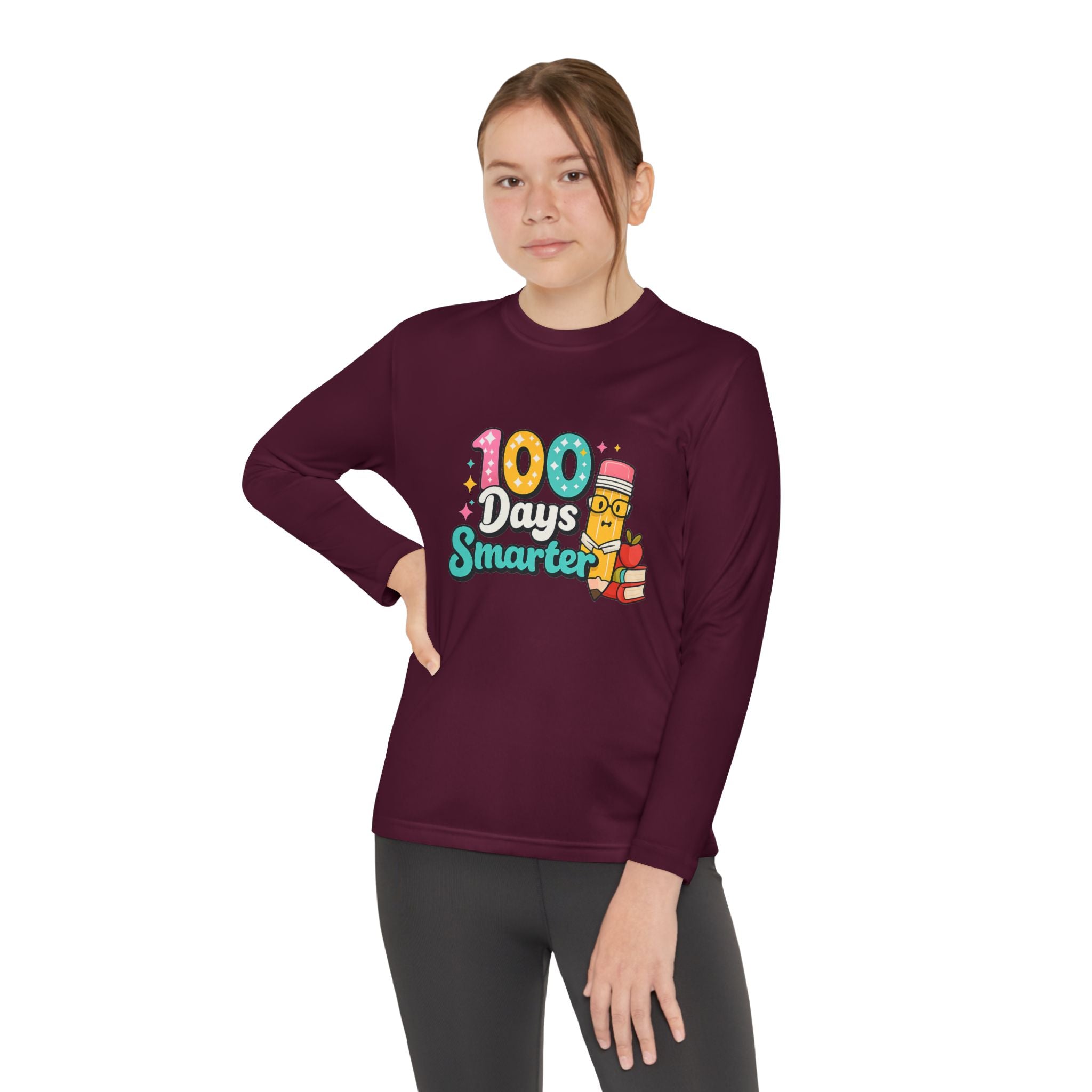 Youth Long Sleeve Tee - "100 Days Smarter" School Celebration Shirt