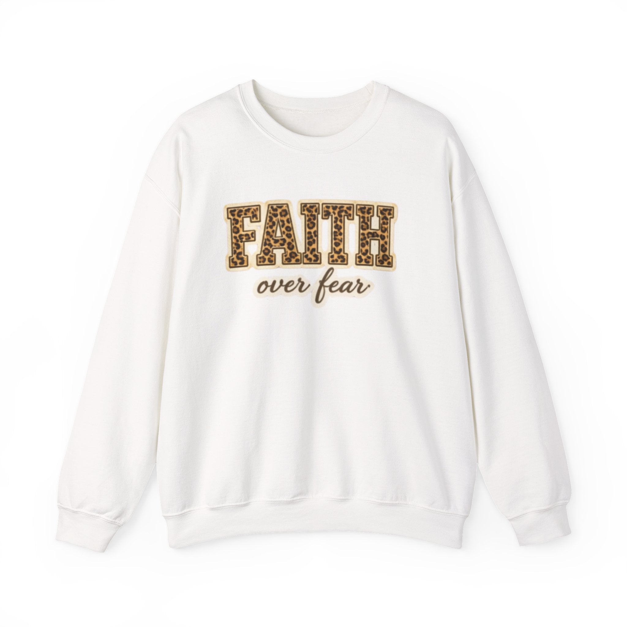 Faith Over Fear Leopard Graphic Sweatshirt