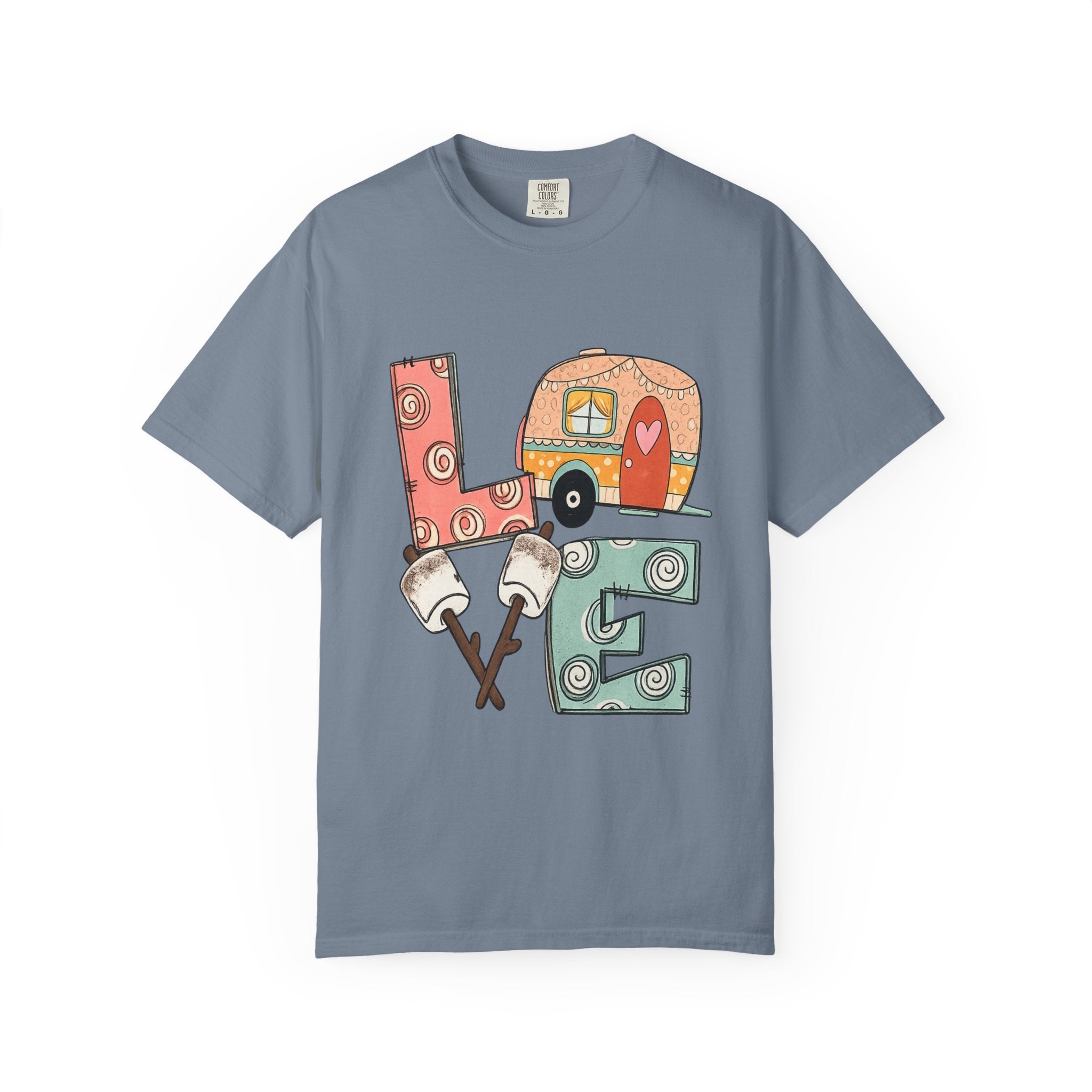 Love Camper T-Shirt — Retro RV & S'mores Graphic Tee for Campers