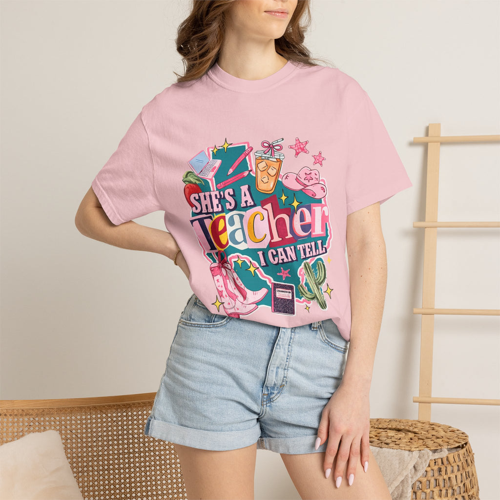 She's A Teacher I Can Tell T-Shirt — Cute Colorful Teacher Gift Tee