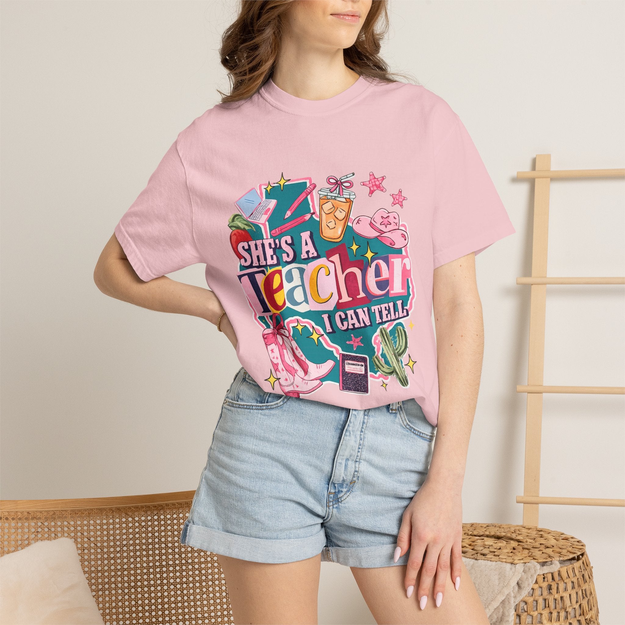 She's A Teacher I Can Tell T-Shirt — Cute Colorful Teacher Gift Tee