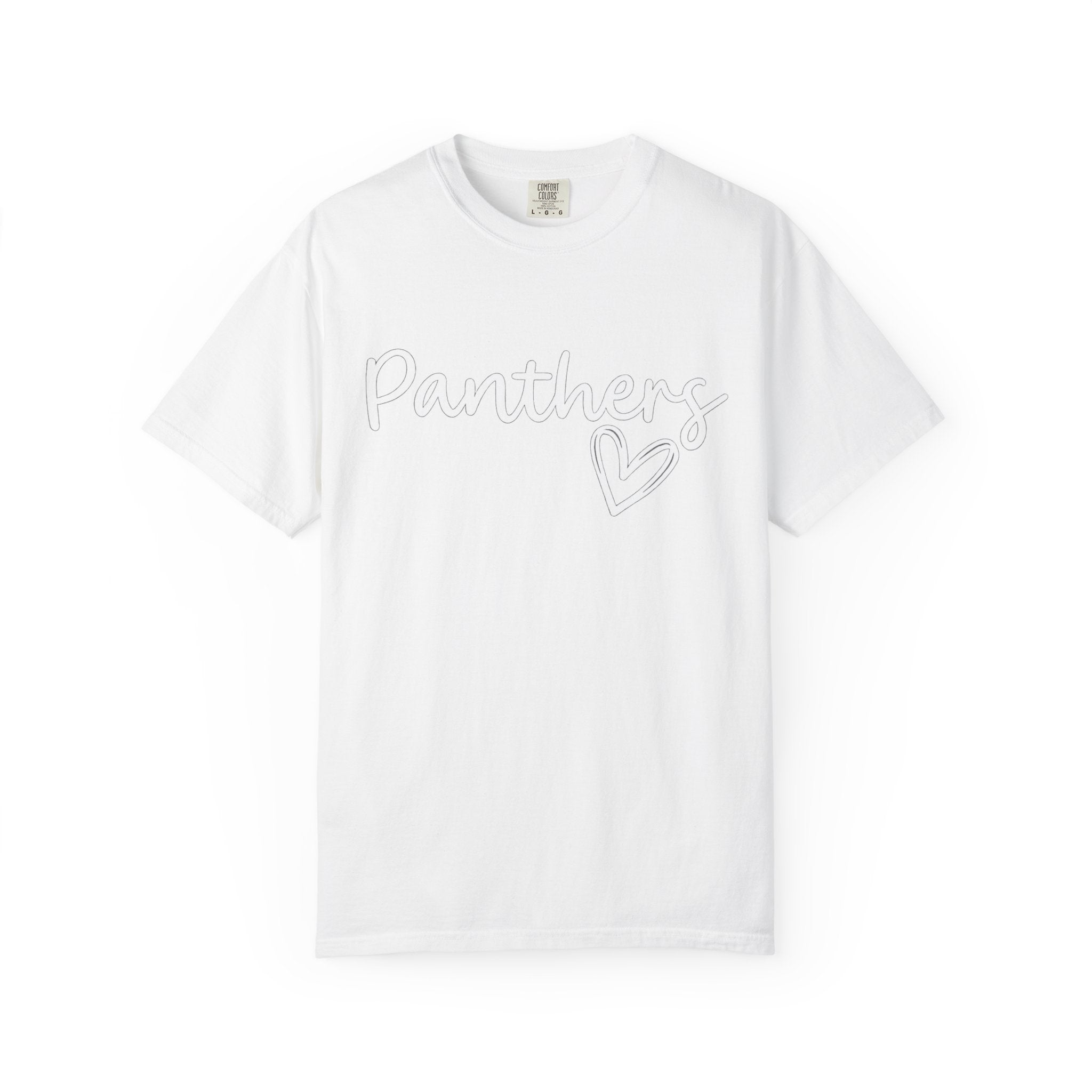 Panthers Heart T-Shirt — Cute Script School Spirit Tee